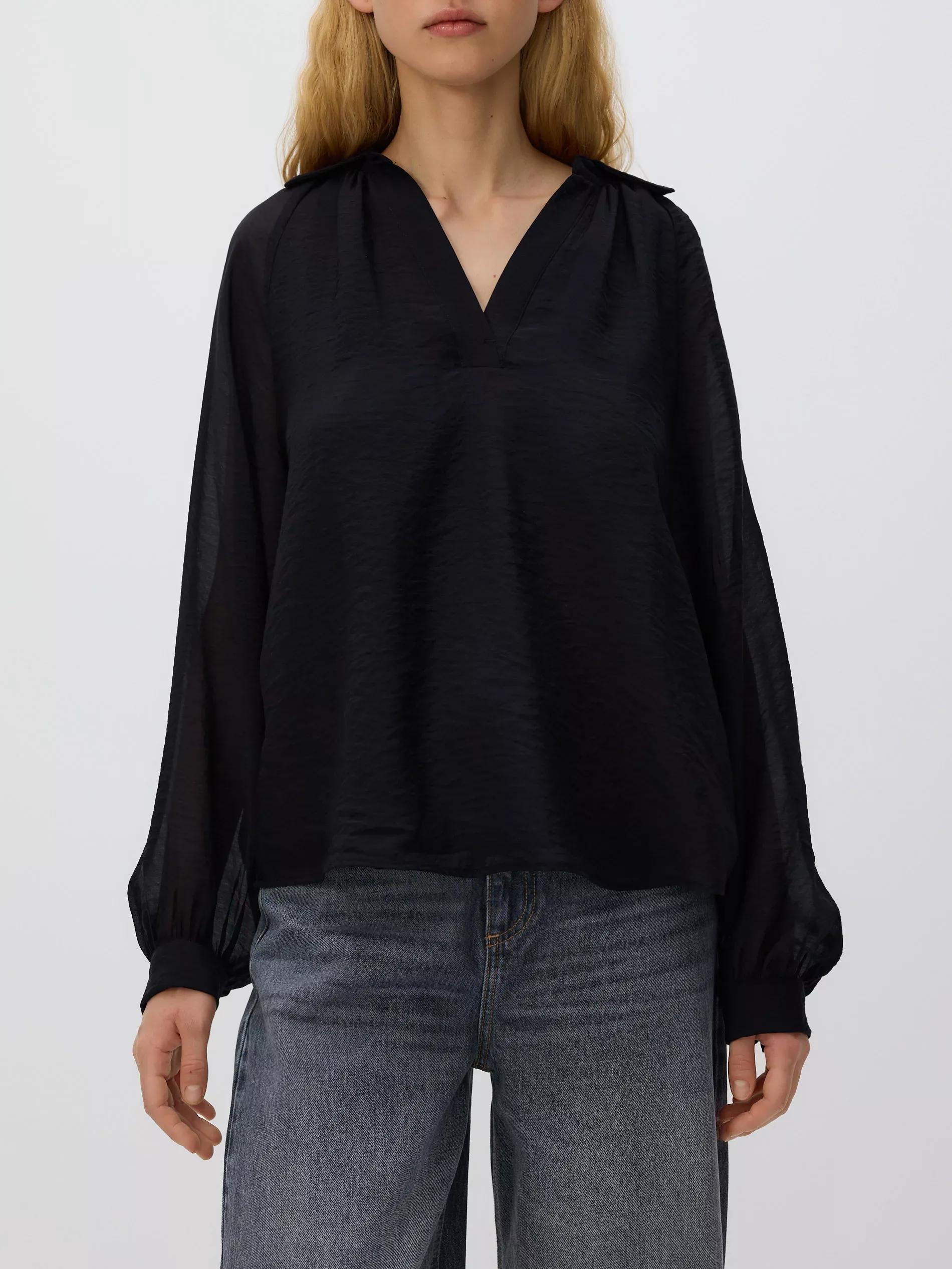 Black Viscose Blend Blouse, , large image number 1