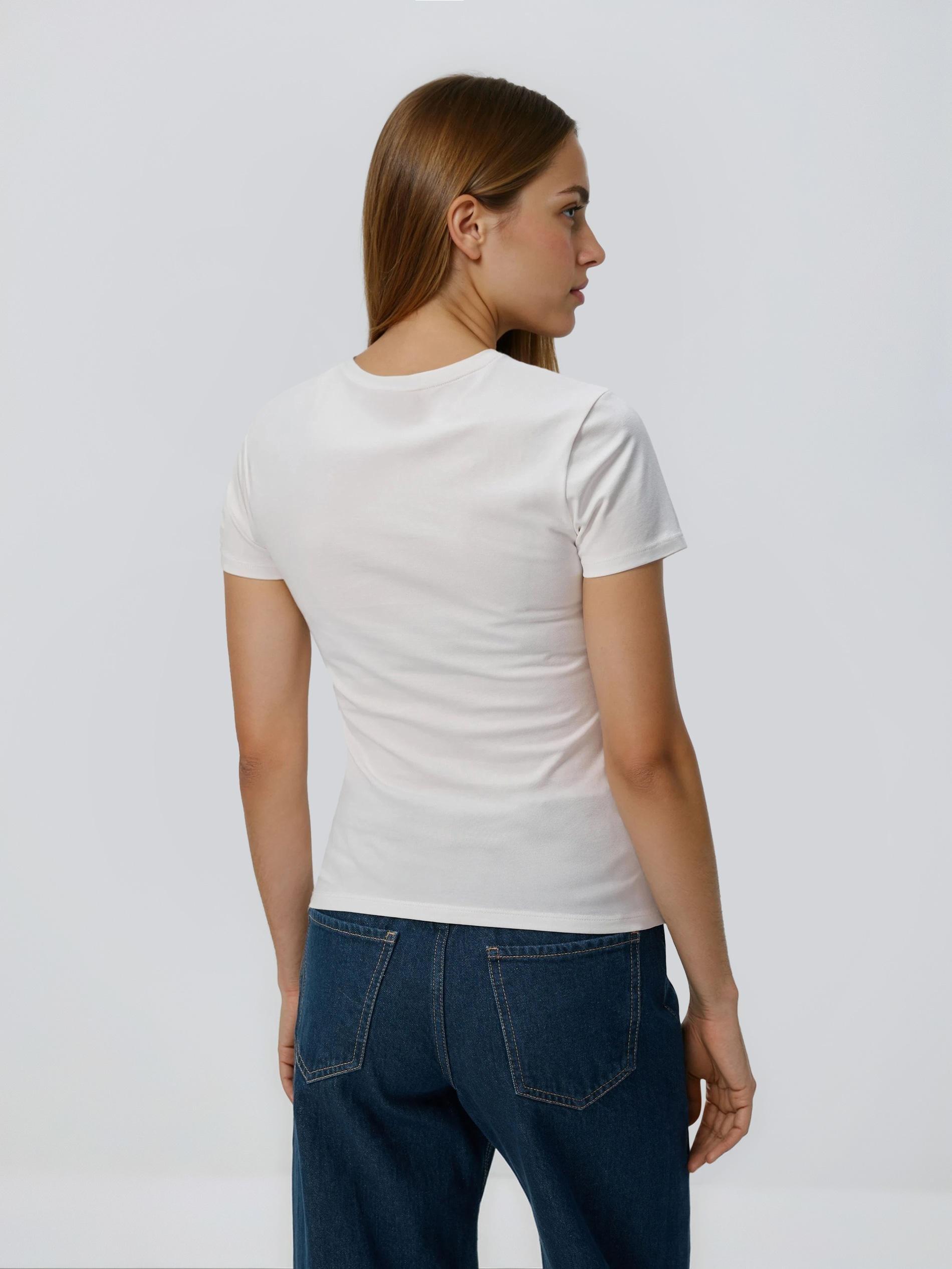 White T-Shirt With Print, White, large image number 2