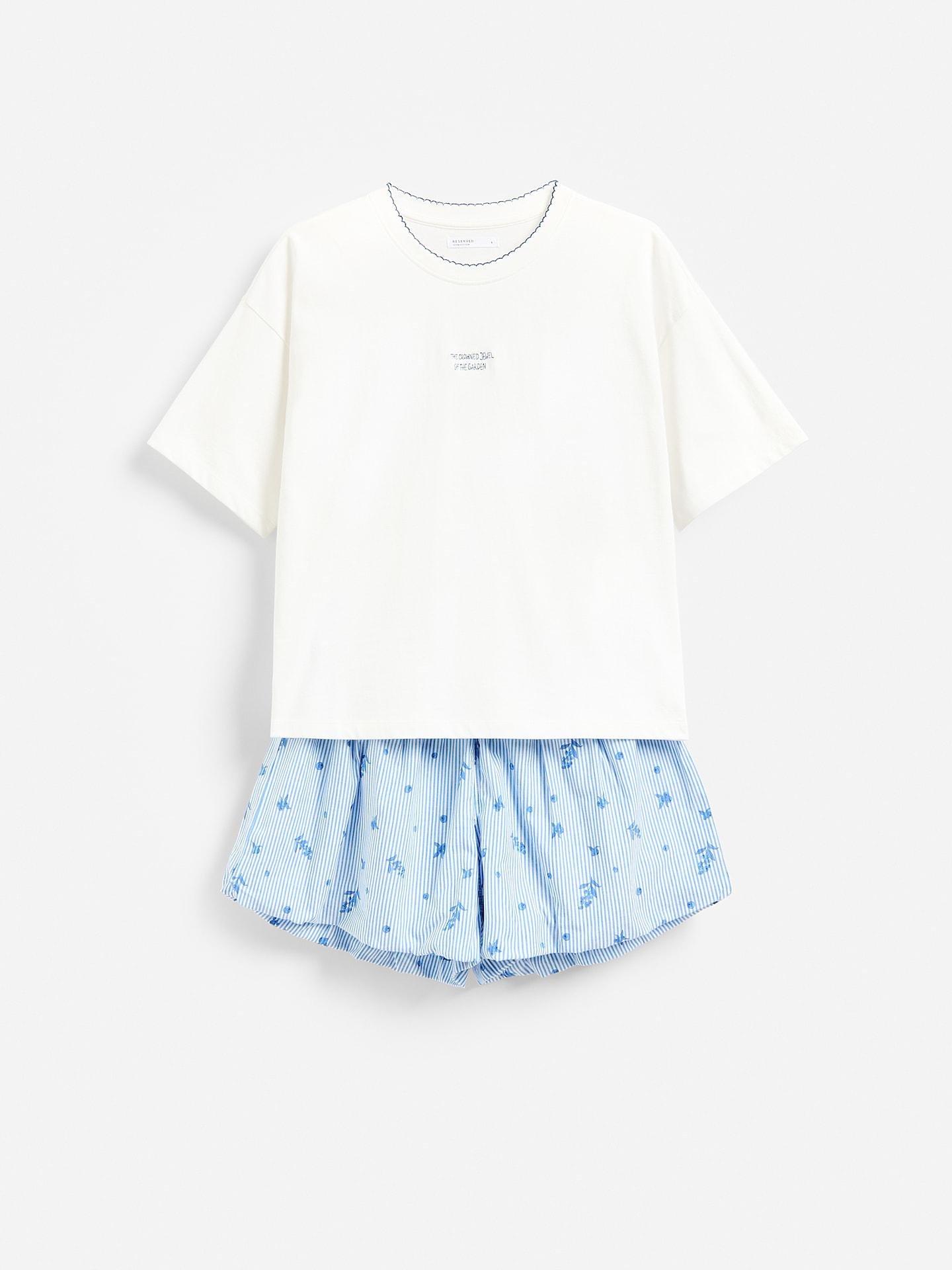 Blue Two Piece Cotton Pyjama Set, Blue, large image number 3