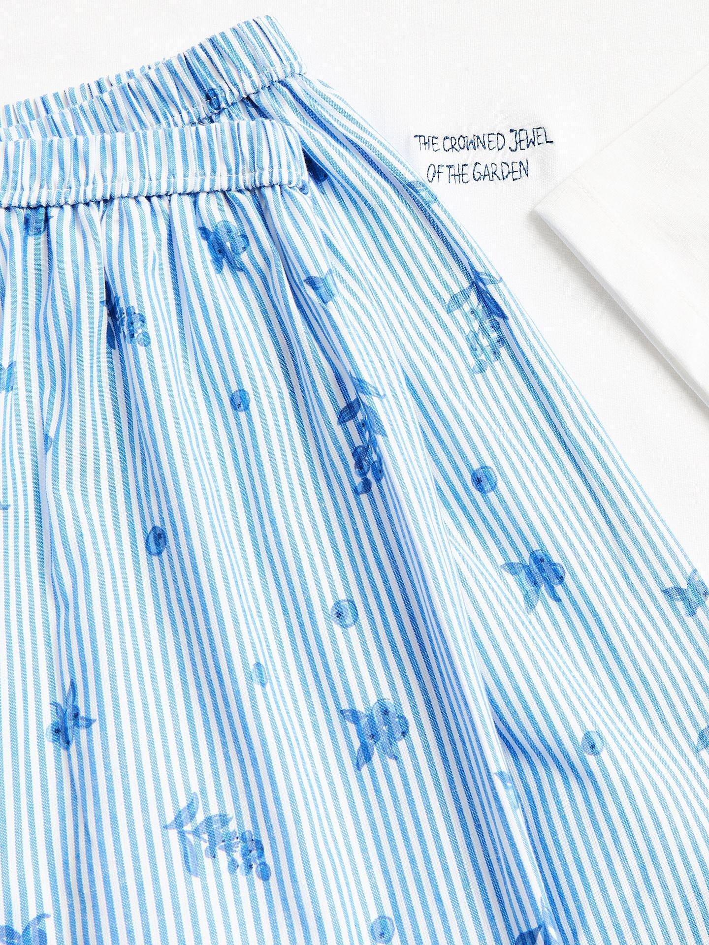 Blue Two Piece Cotton Pyjama Set, Blue, large image number 4