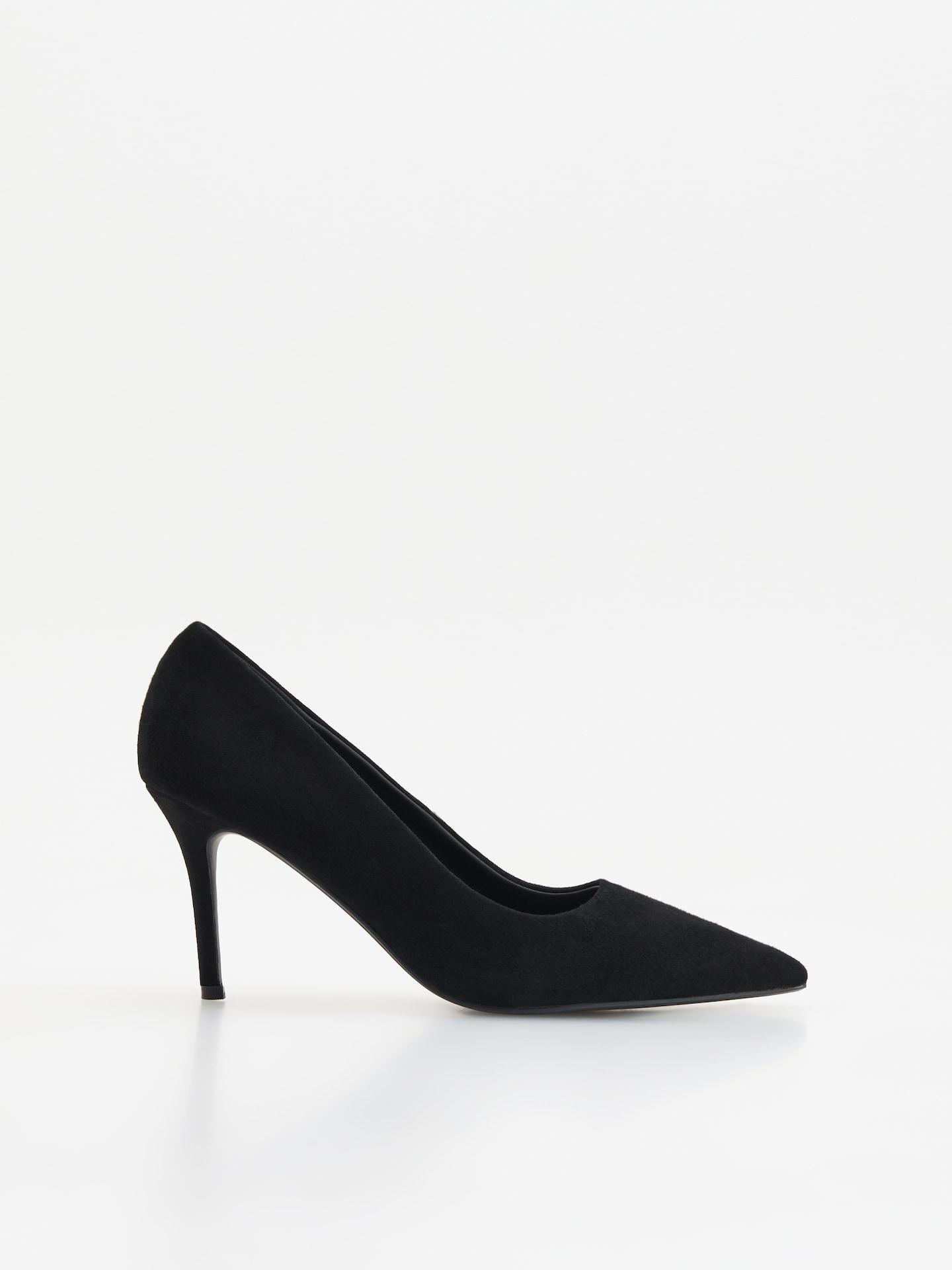 Black Sheepskin Pumps, Black, medium