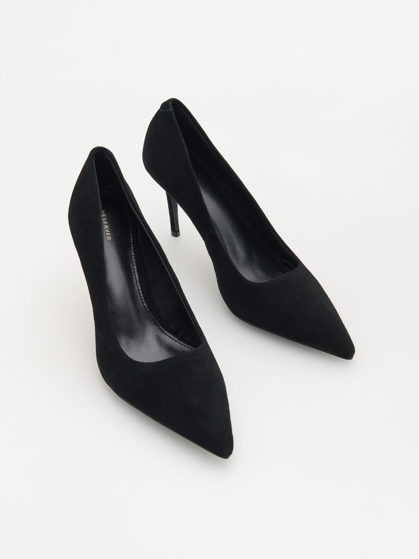 Black Sheepskin Pumps, Black, medium