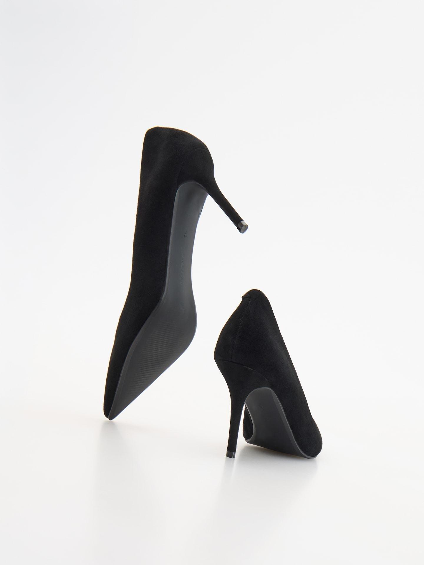 Black Sheepskin Pumps, Black, large image number 3