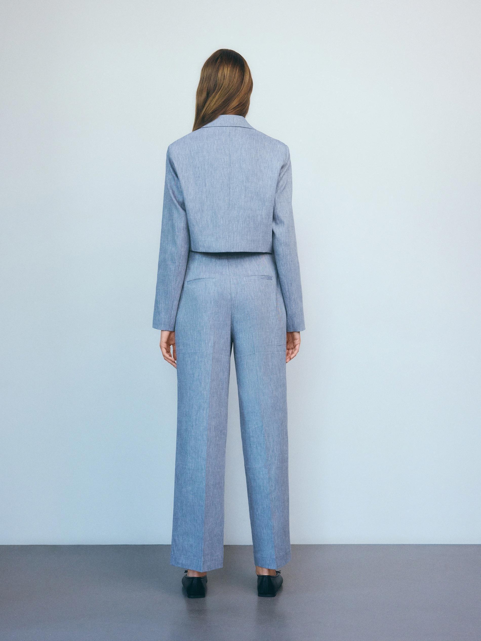 Blue Pressed Creased Trousers, , large image number 7