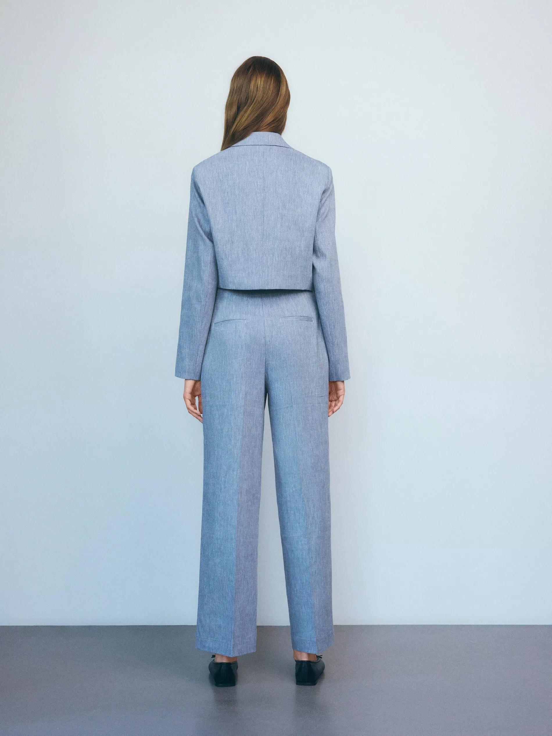 Blue Pressed Creased Trousers, , large image number 8