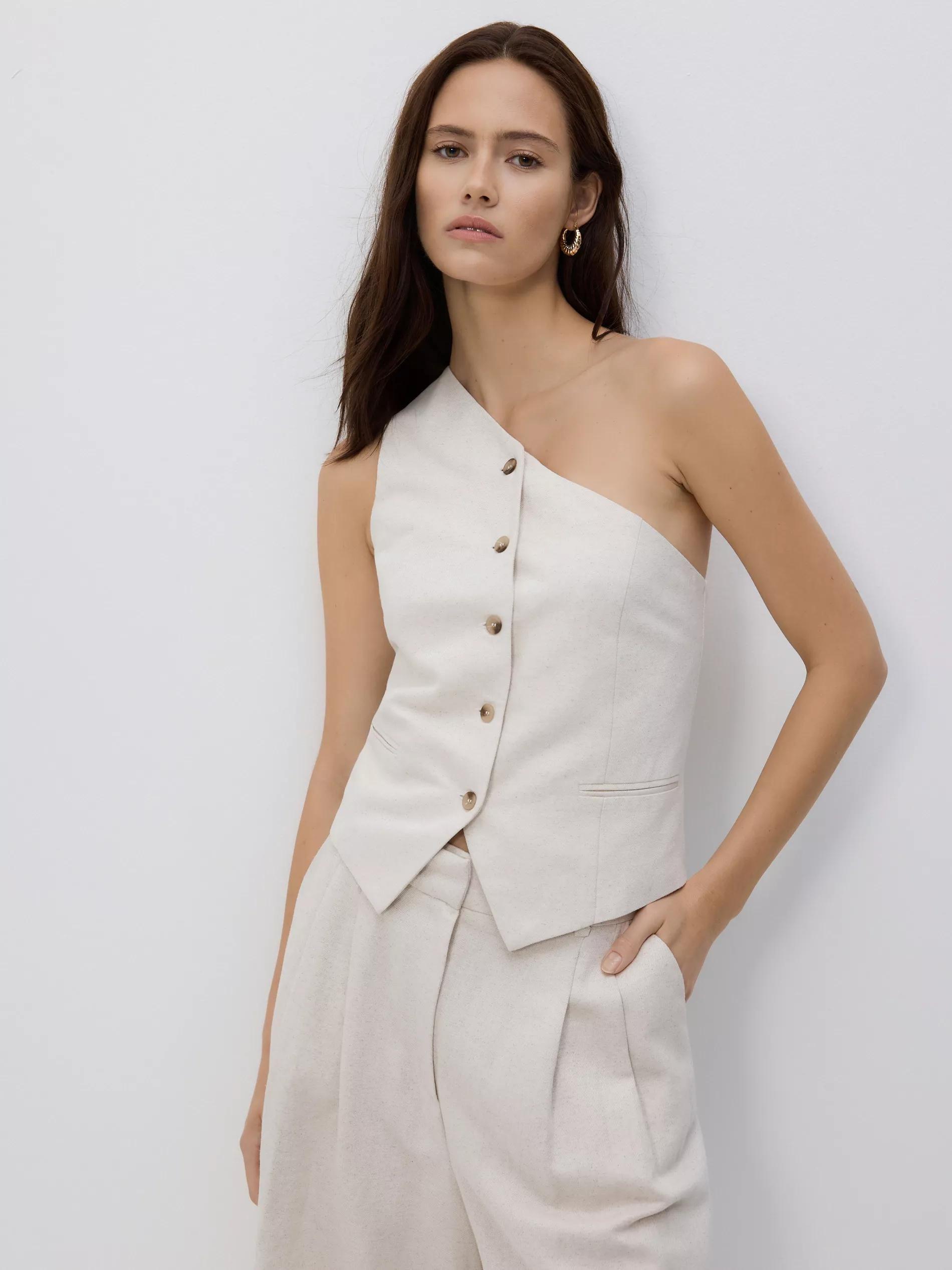 NUDE Asymmetric waistcoat, Ivory, large image number 3