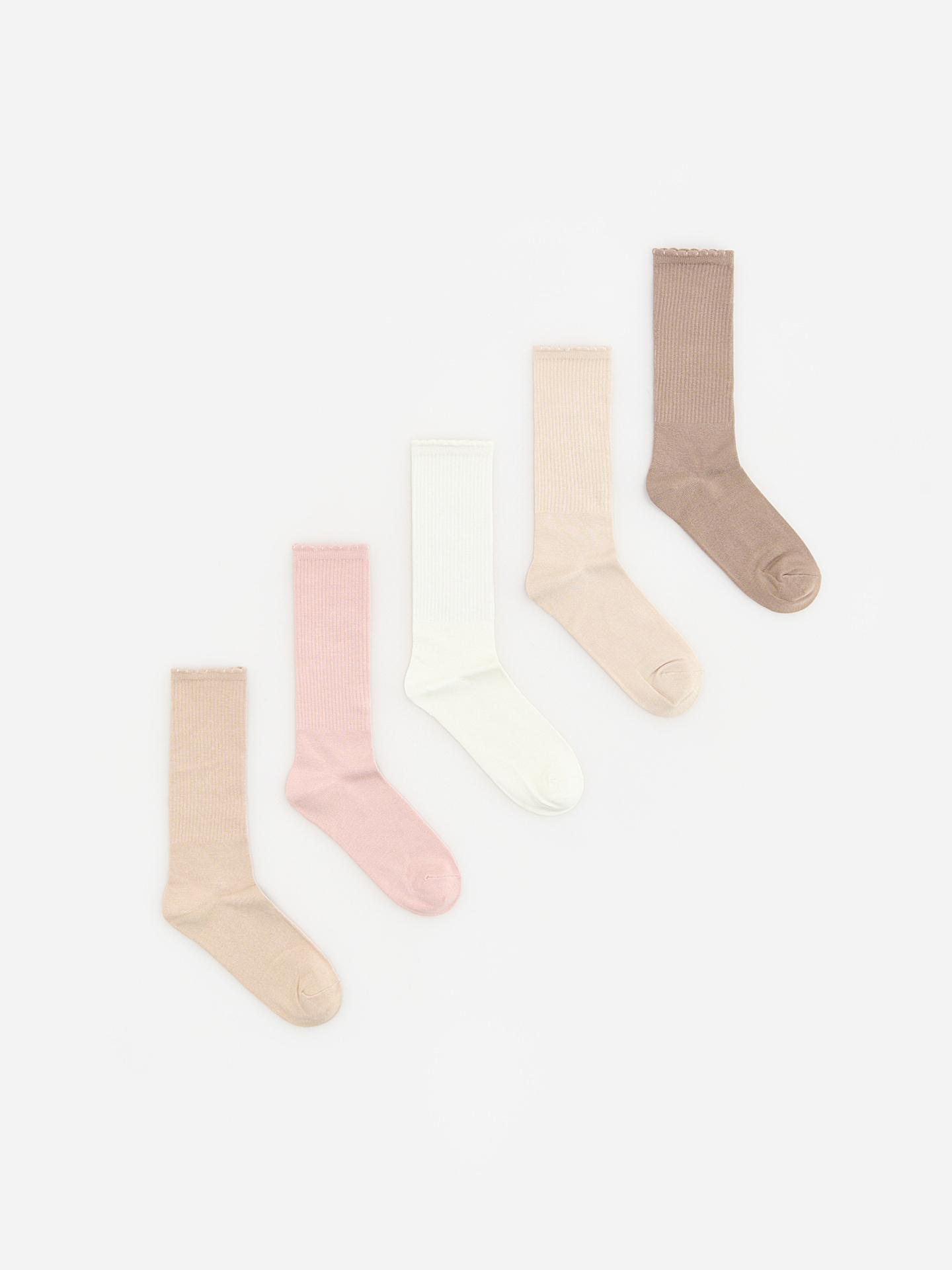 Brown Viscose Socks 5 Pack, Brown, large image number 0
