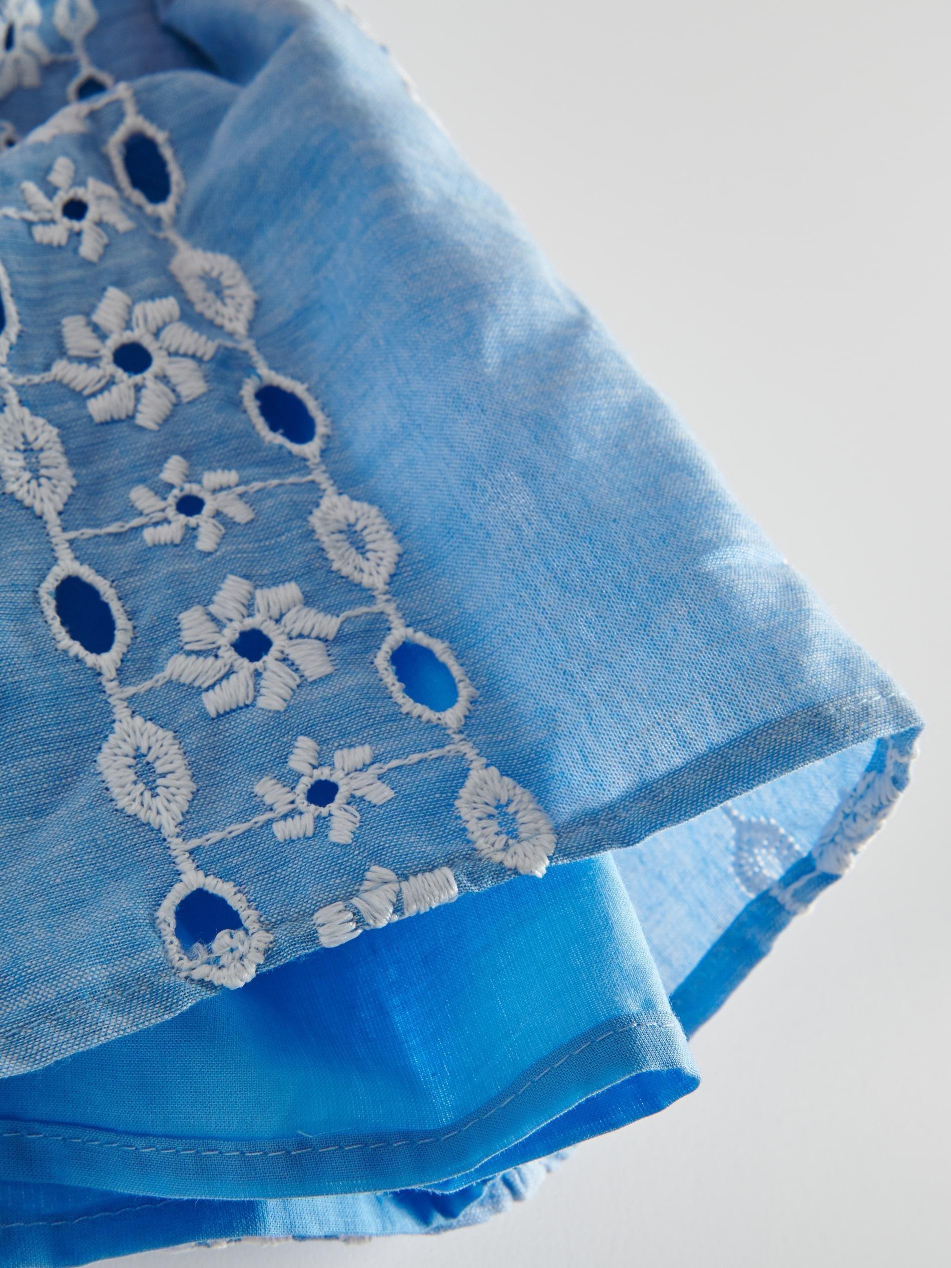 Blue Eyelet Embroidery Shorts, , large image number 6