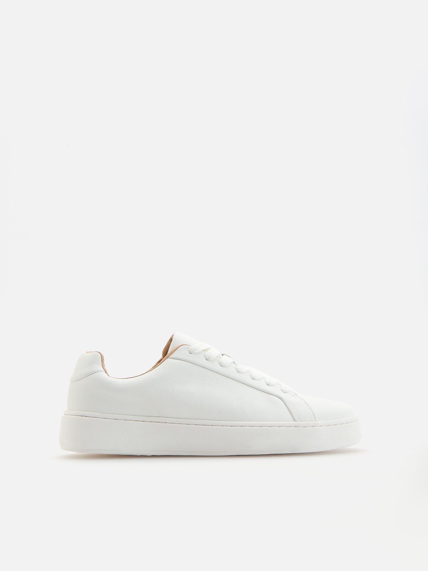 White Leather Rich Sneakers, White, medium