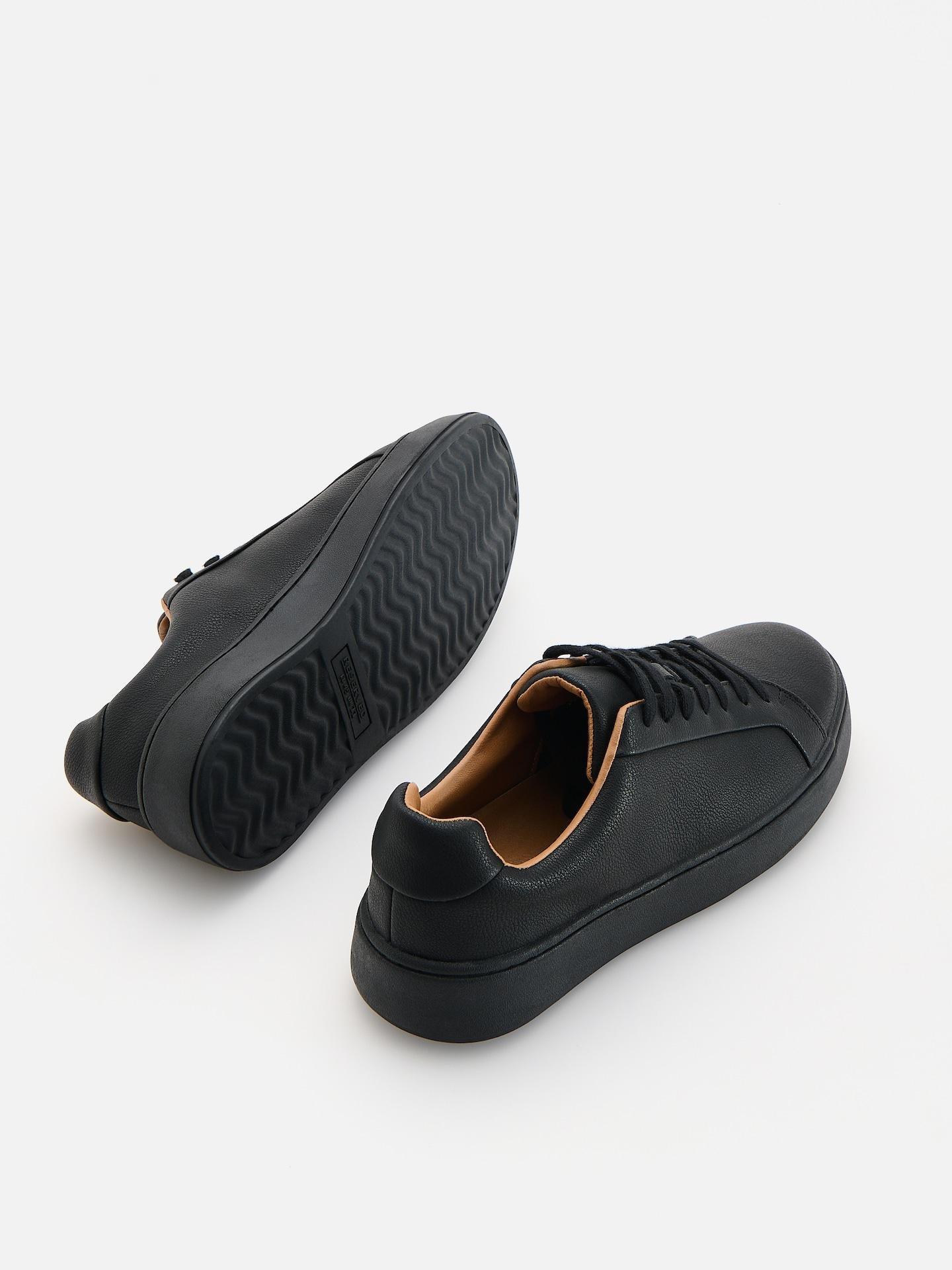 Black Leather Rich Sneakers, Black, large image number 3