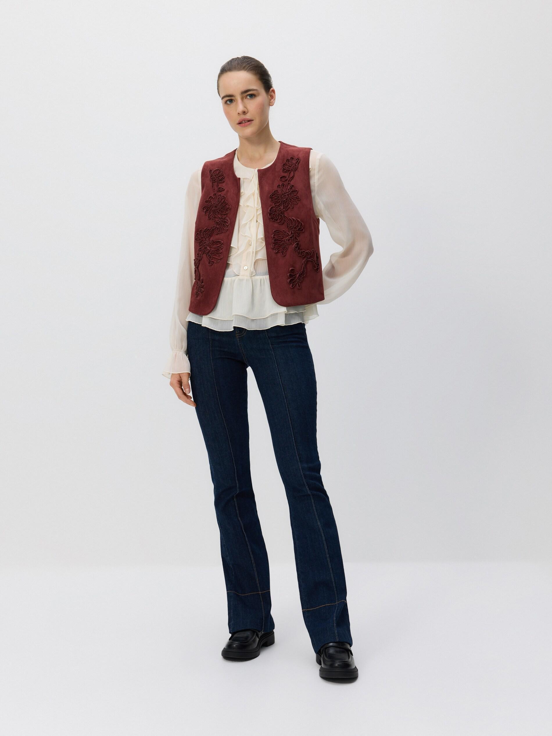 White Detailed Ruffle Blouse, Ivory, large image number 3