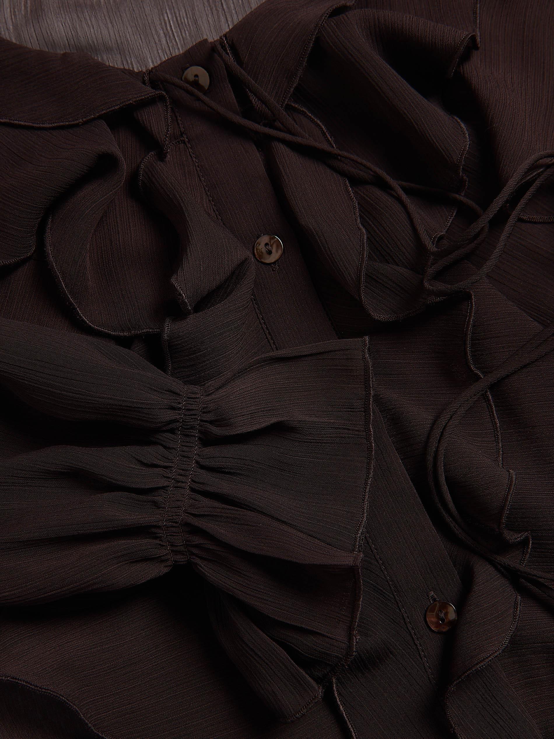 Brown Ruffle Blouse, Brown, large image number 5