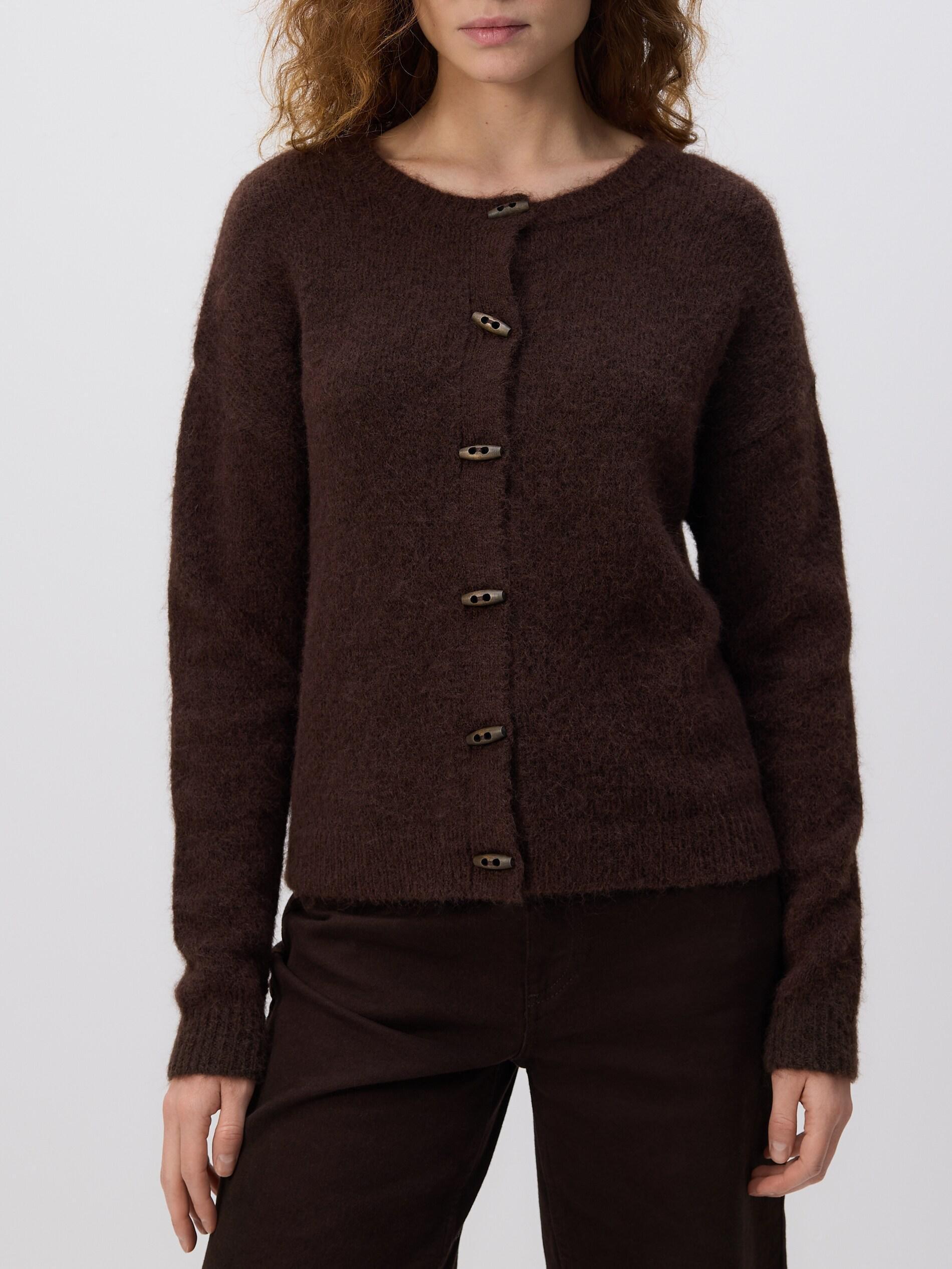 Brown Wool-Blend Cardigan, Brown, medium