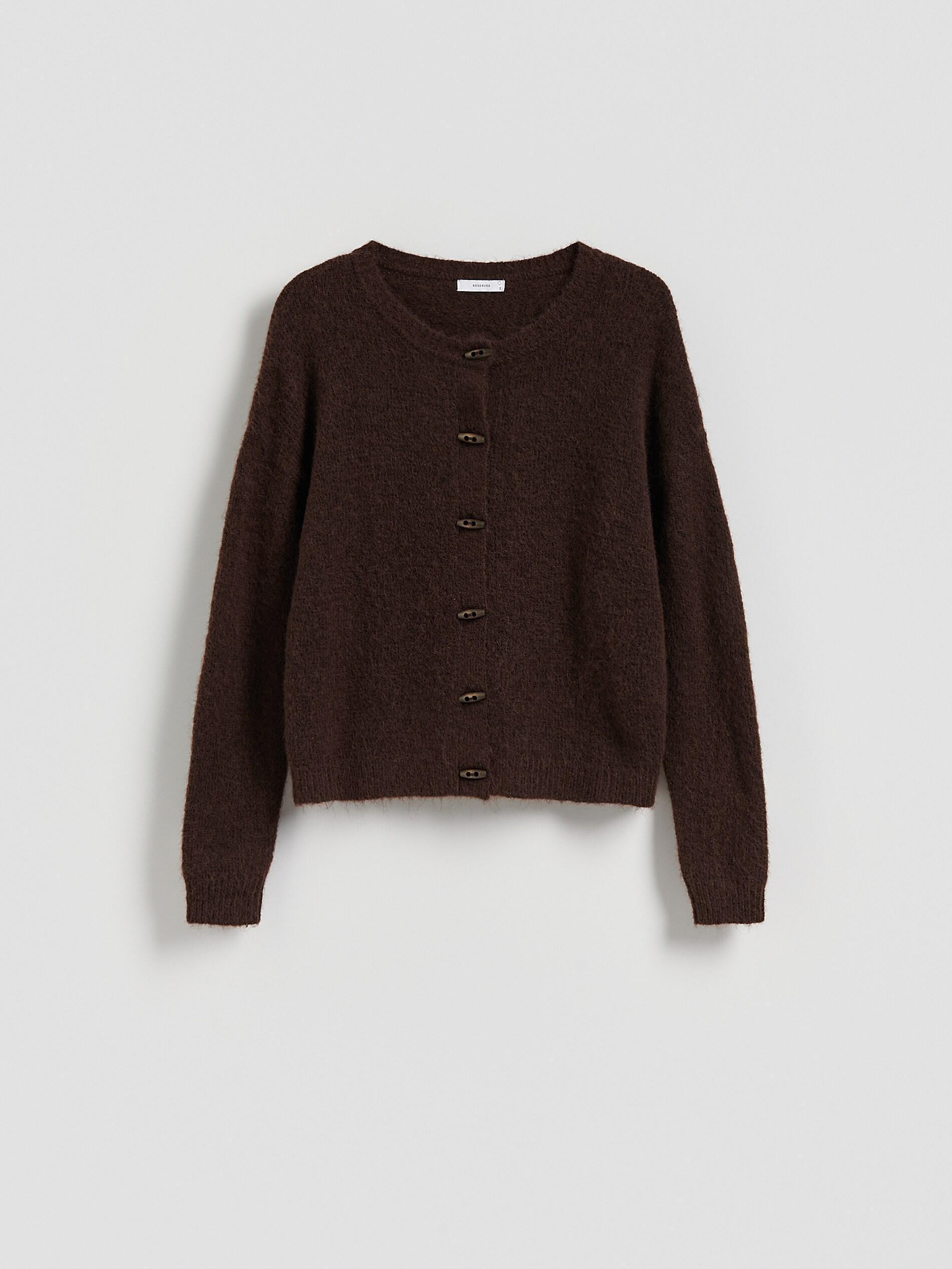 Brown Wool-Blend Cardigan, Brown, large image number 5