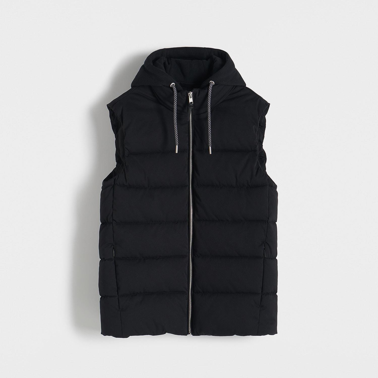 Black Quilted Vest With Hood, , large image number 3