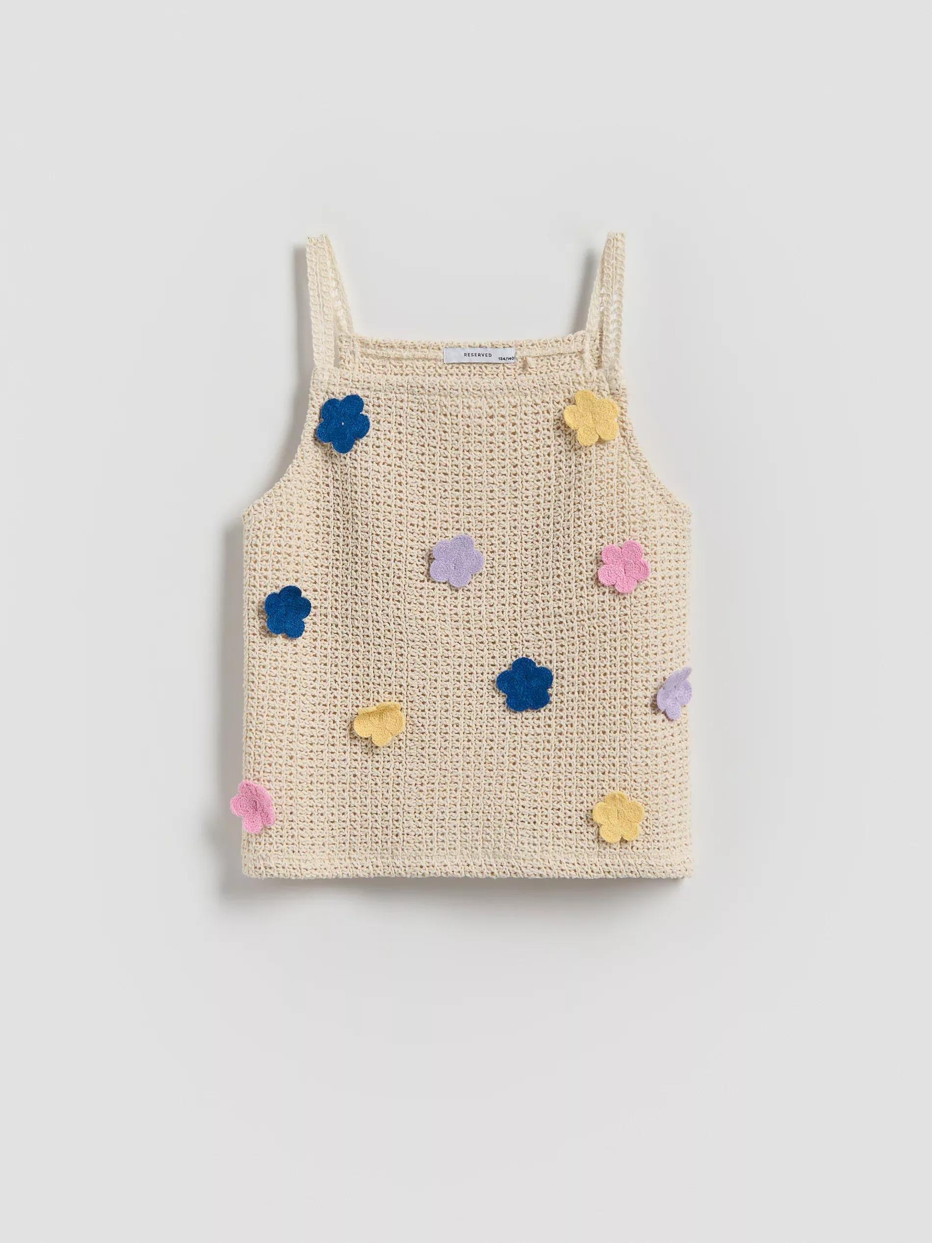 Cream Knitted Top, , medium