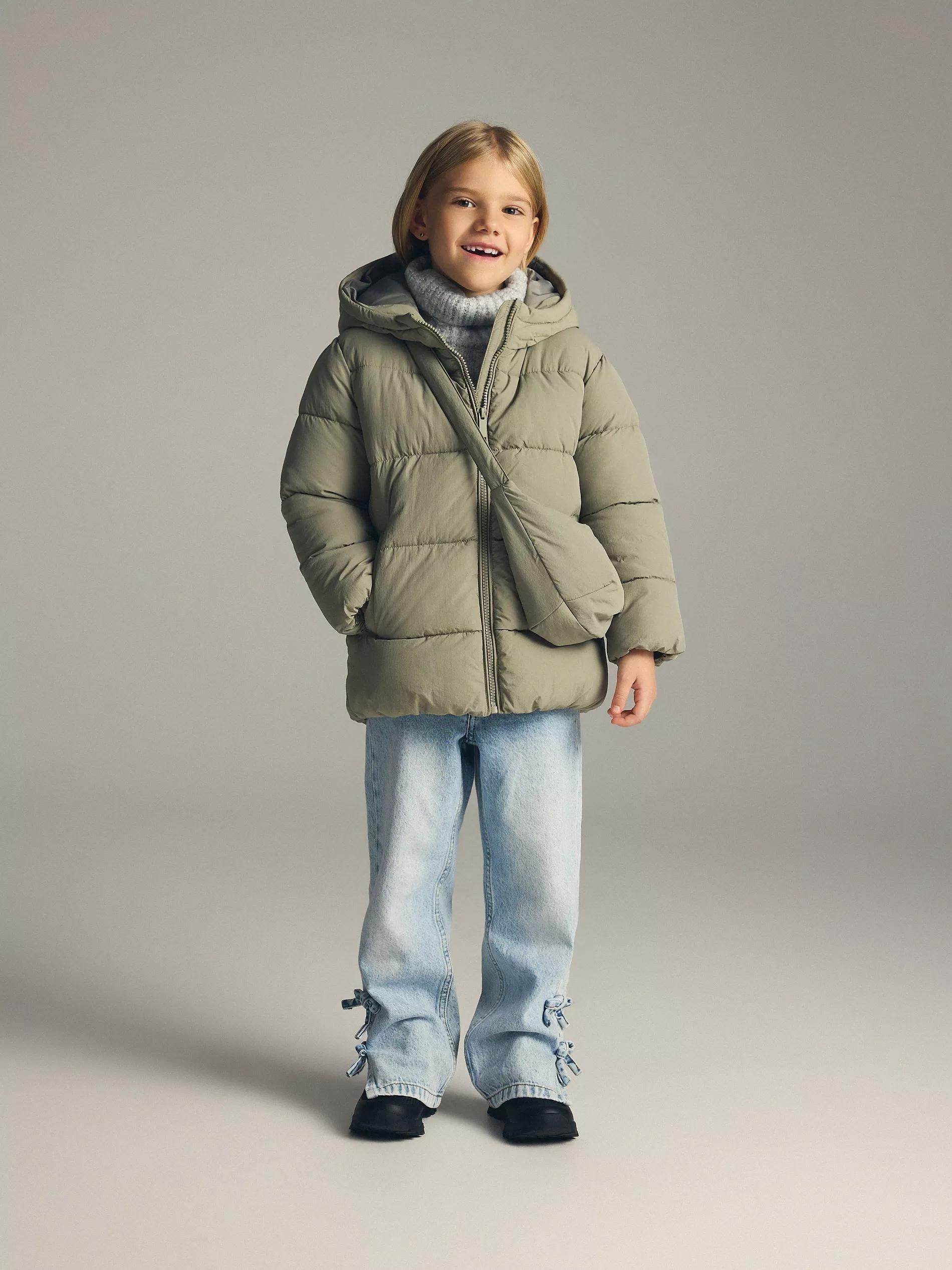 Green Quilted Jacket With Bag, Khaki, medium