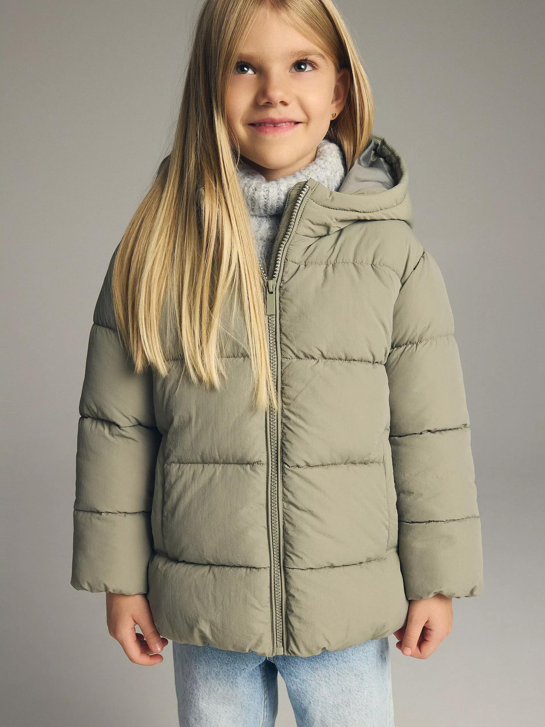 Green Quilted Jacket With Bag, Khaki, medium