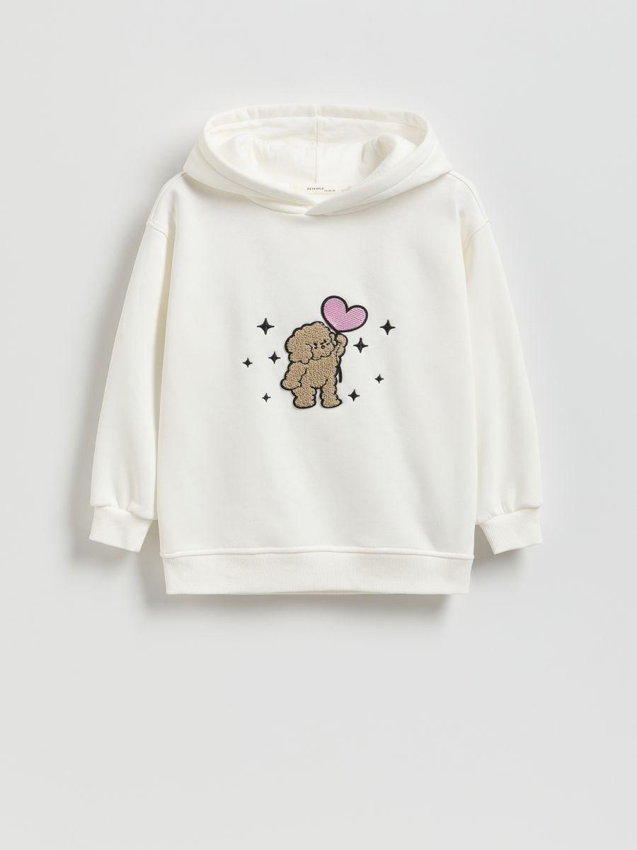 Cream Jogging Top, Kids Girls, Ivory, large image number 0