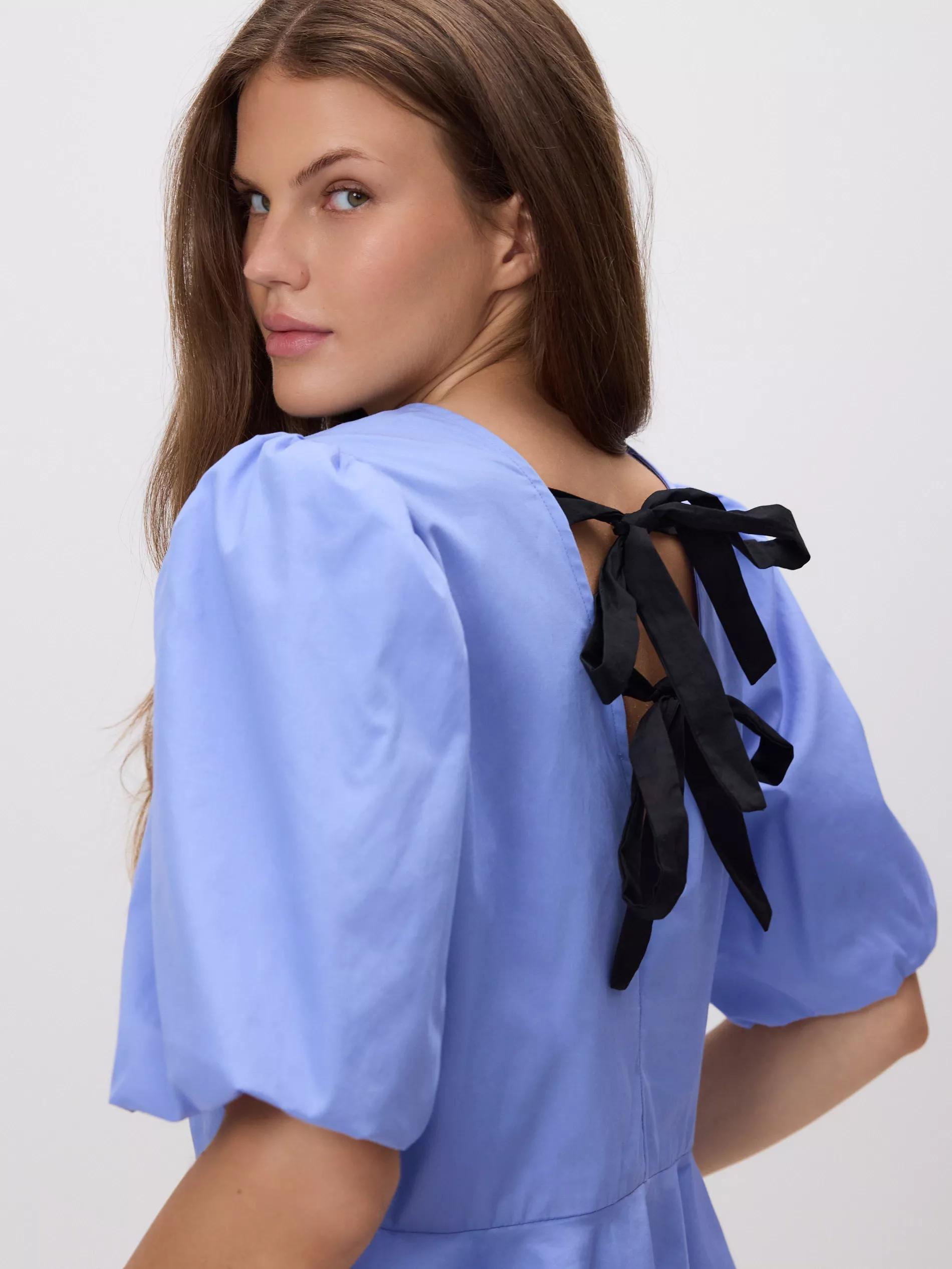 LIGHT BLUE Back tie blouse, Blue, medium
