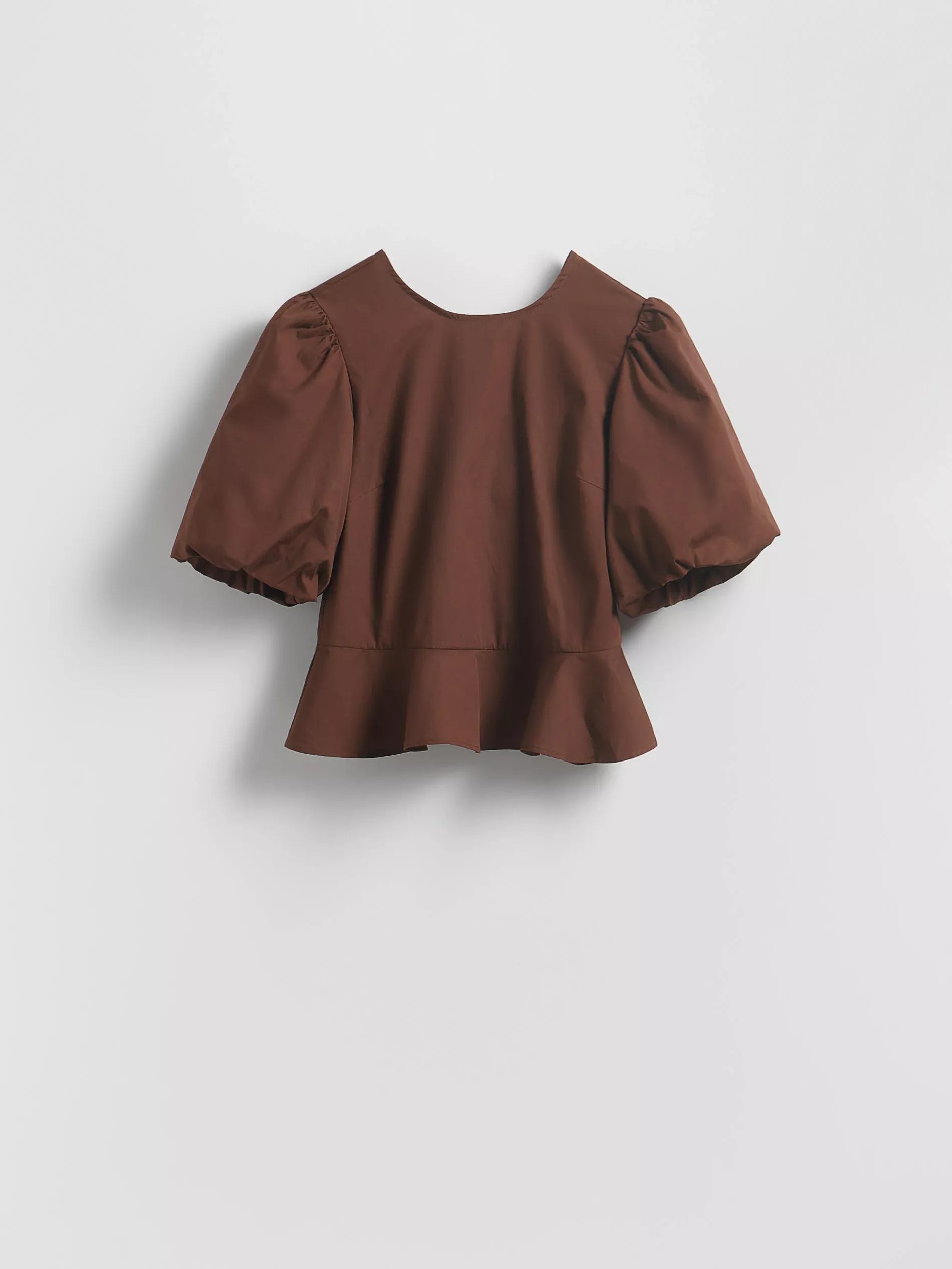 BROWN Back tie blouse, , large image number 5