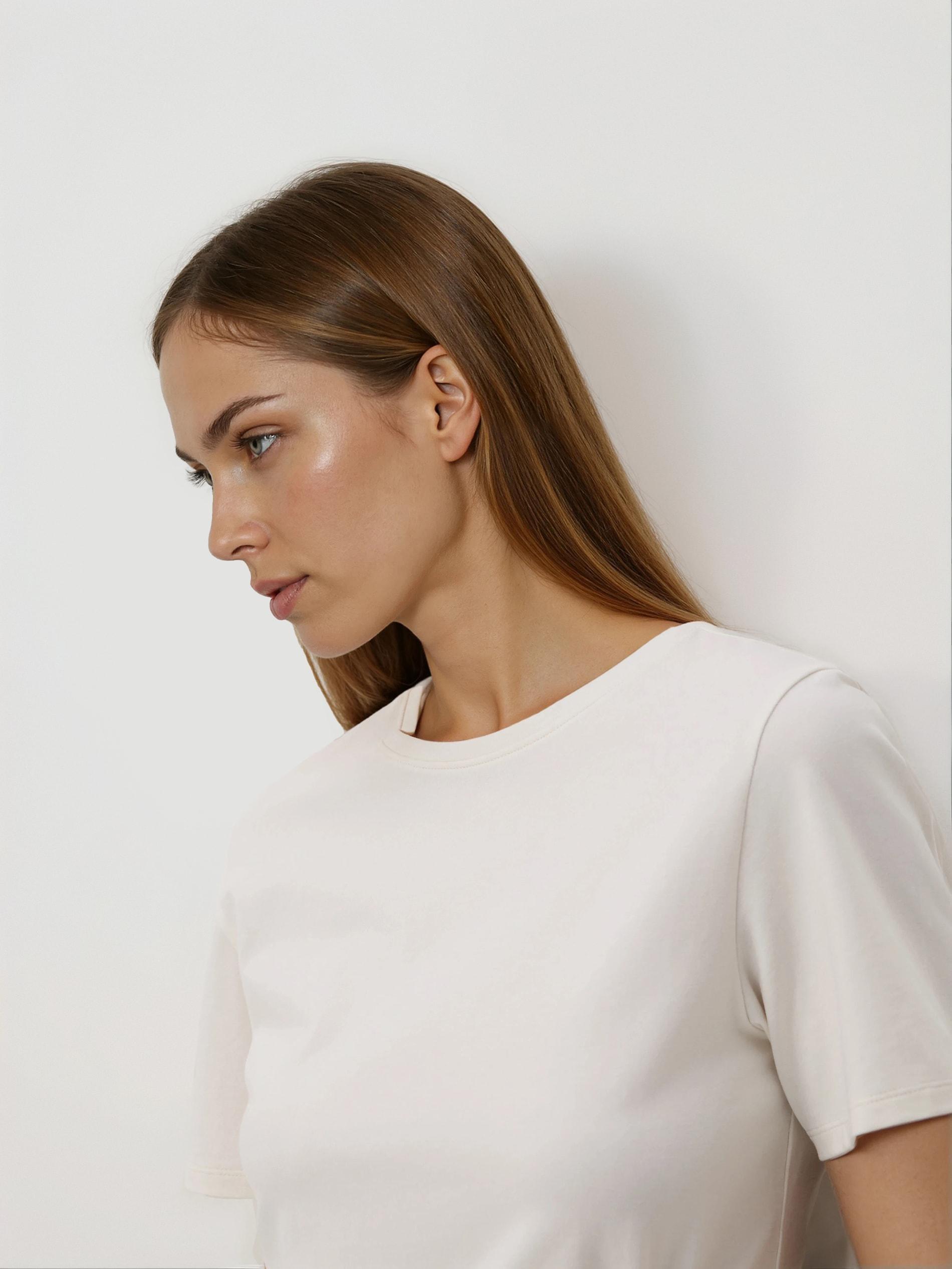 Cream Decorative Detail T-Shirt, Ivory, large image number 3