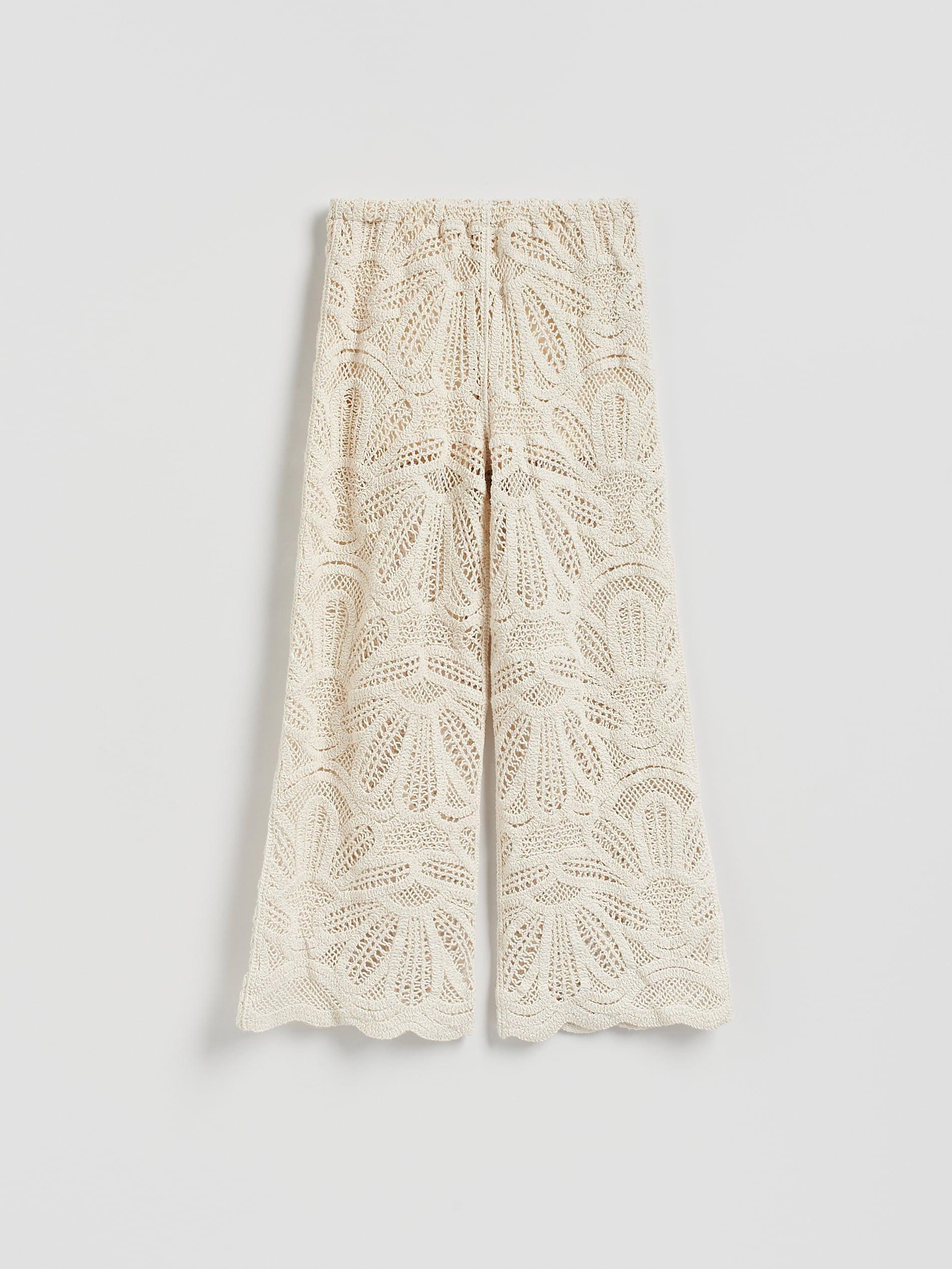 Beige Openwork Trousers, Beige, medium