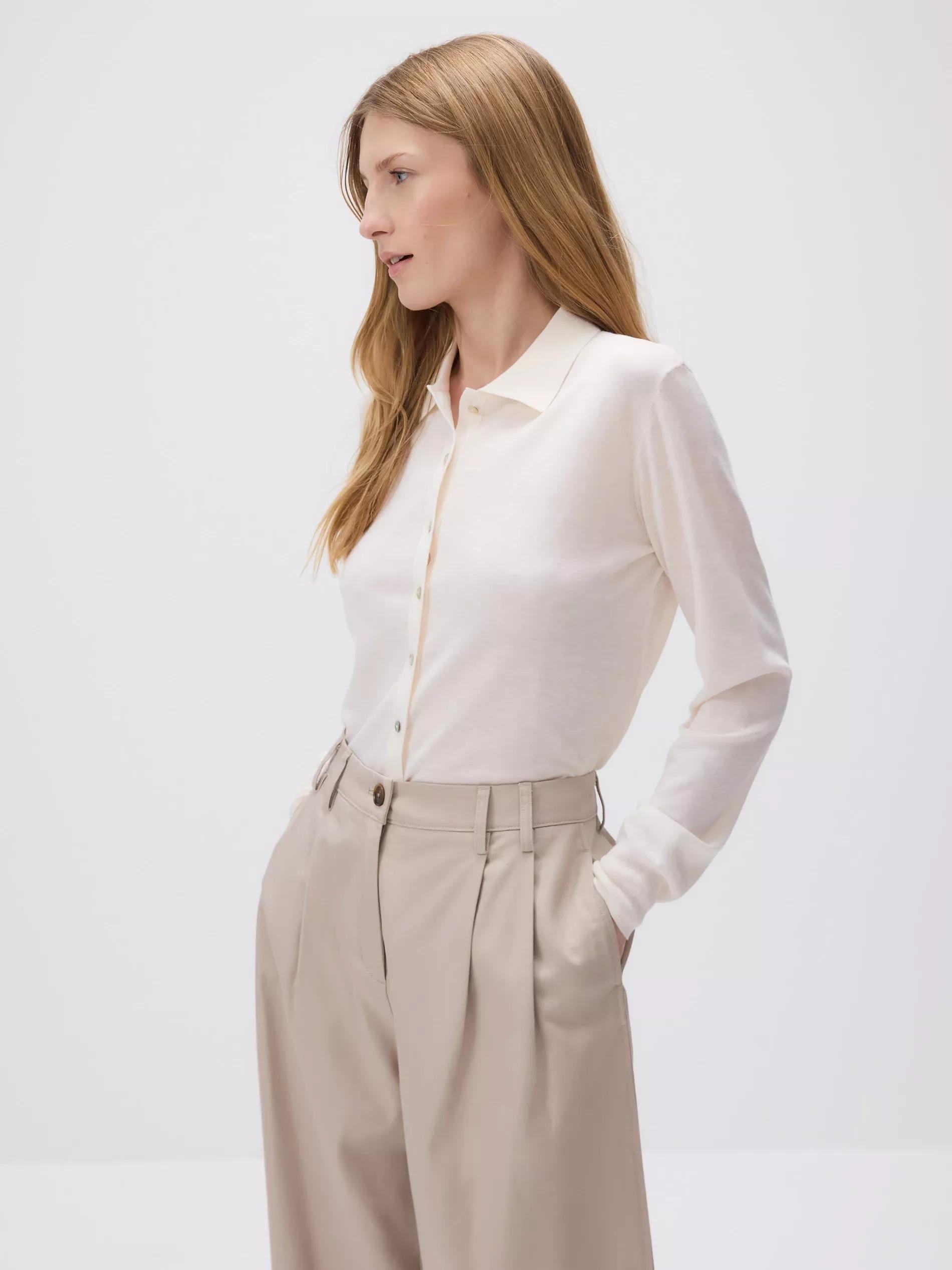 Beige Lyocell Blend Trousers With Pleats, , large image number 2