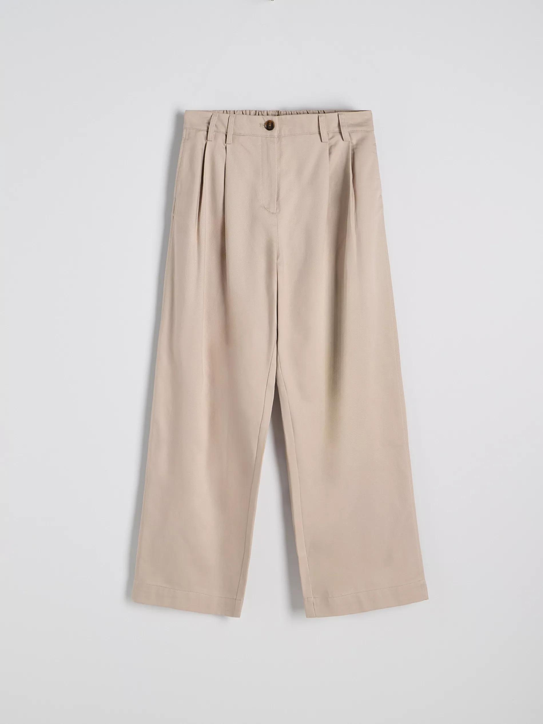 Beige Lyocell Blend Trousers With Pleats, , large image number 4