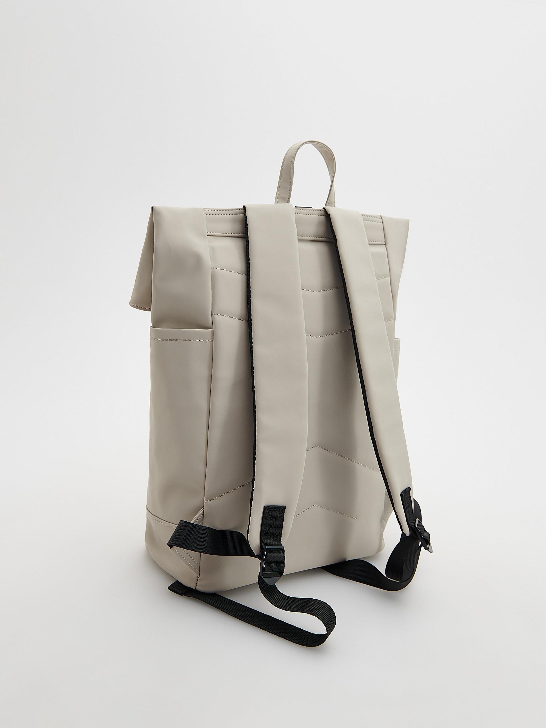 Cream Waterproof Backpack, Ivory, large image number 2
