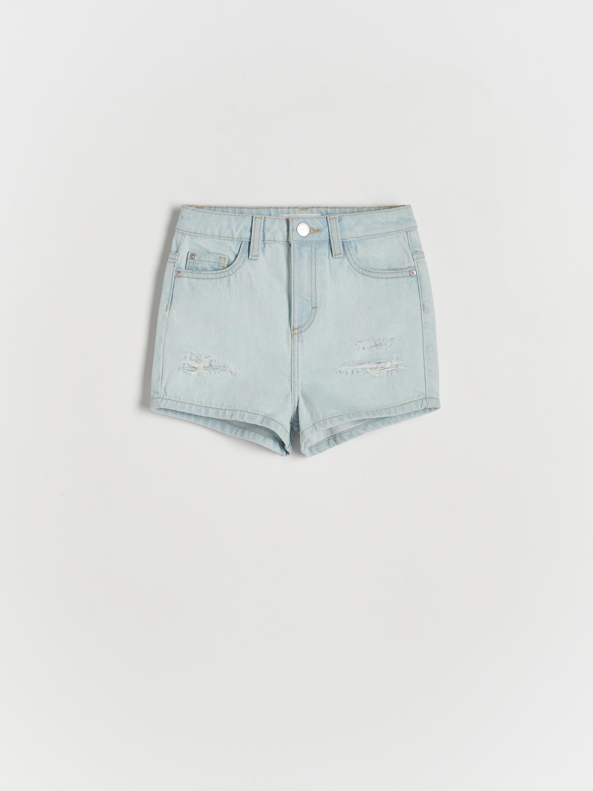 Blue Denim Shorts With Wash Effect, Kids Girls, , large image number 1