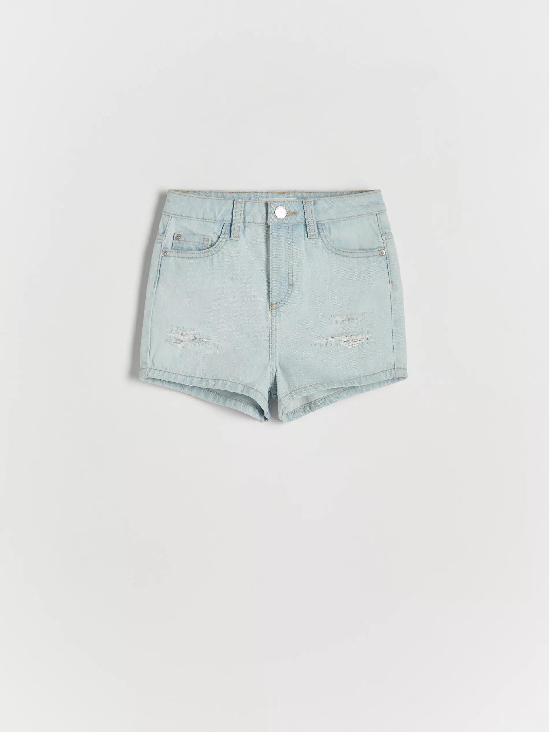 Blue Denim Shorts With Wash Effect, Kids Girls, , large image number 2