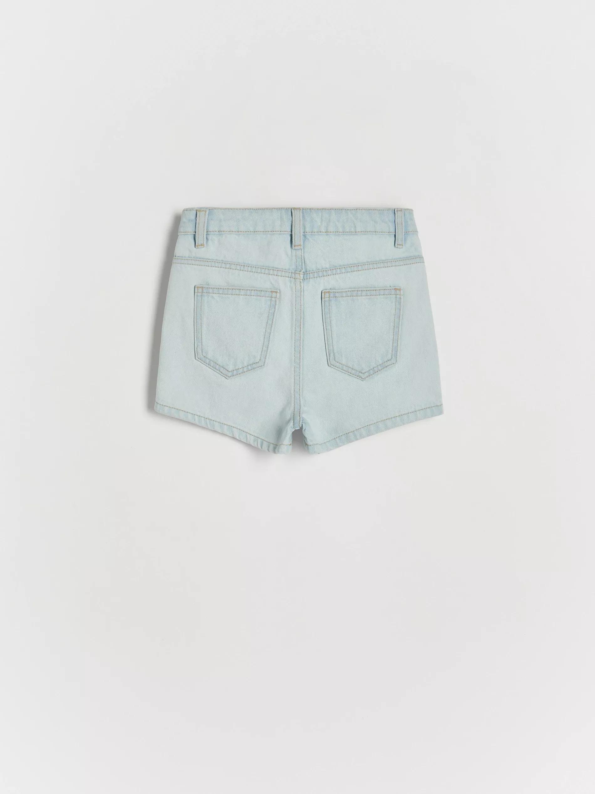 Blue Denim Shorts With Wash Effect, Kids Girls, , large image number 4