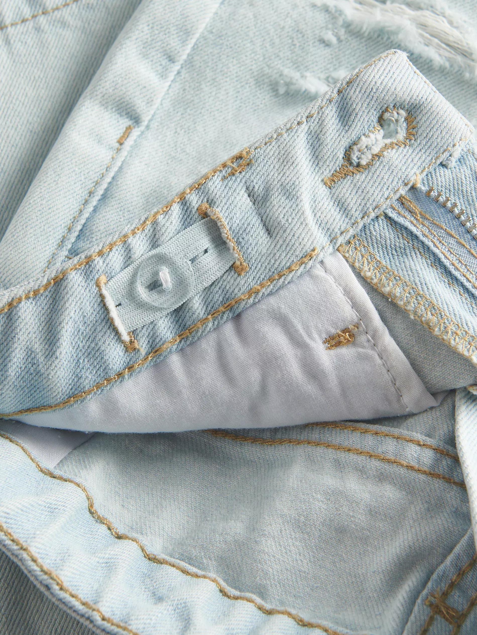 Blue Denim Shorts With Wash Effect, Kids Girls, , large image number 6