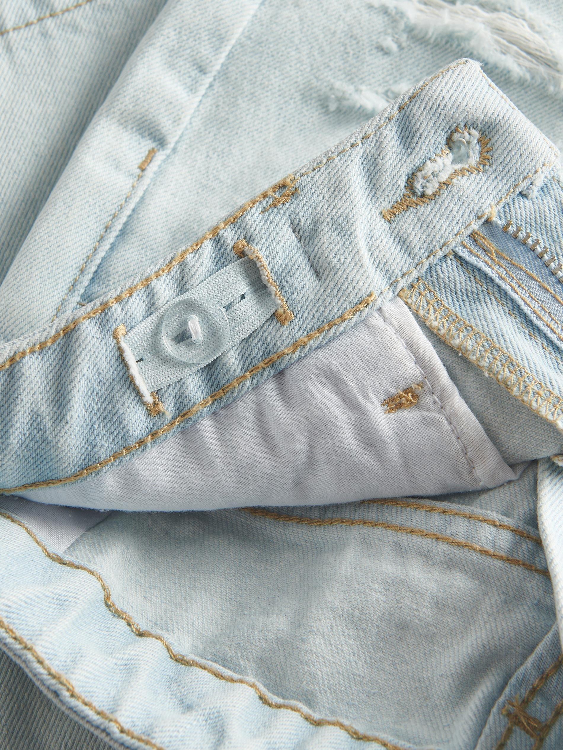 Blue Denim Shorts With Wash Effect, Kids Girls, , large image number 8