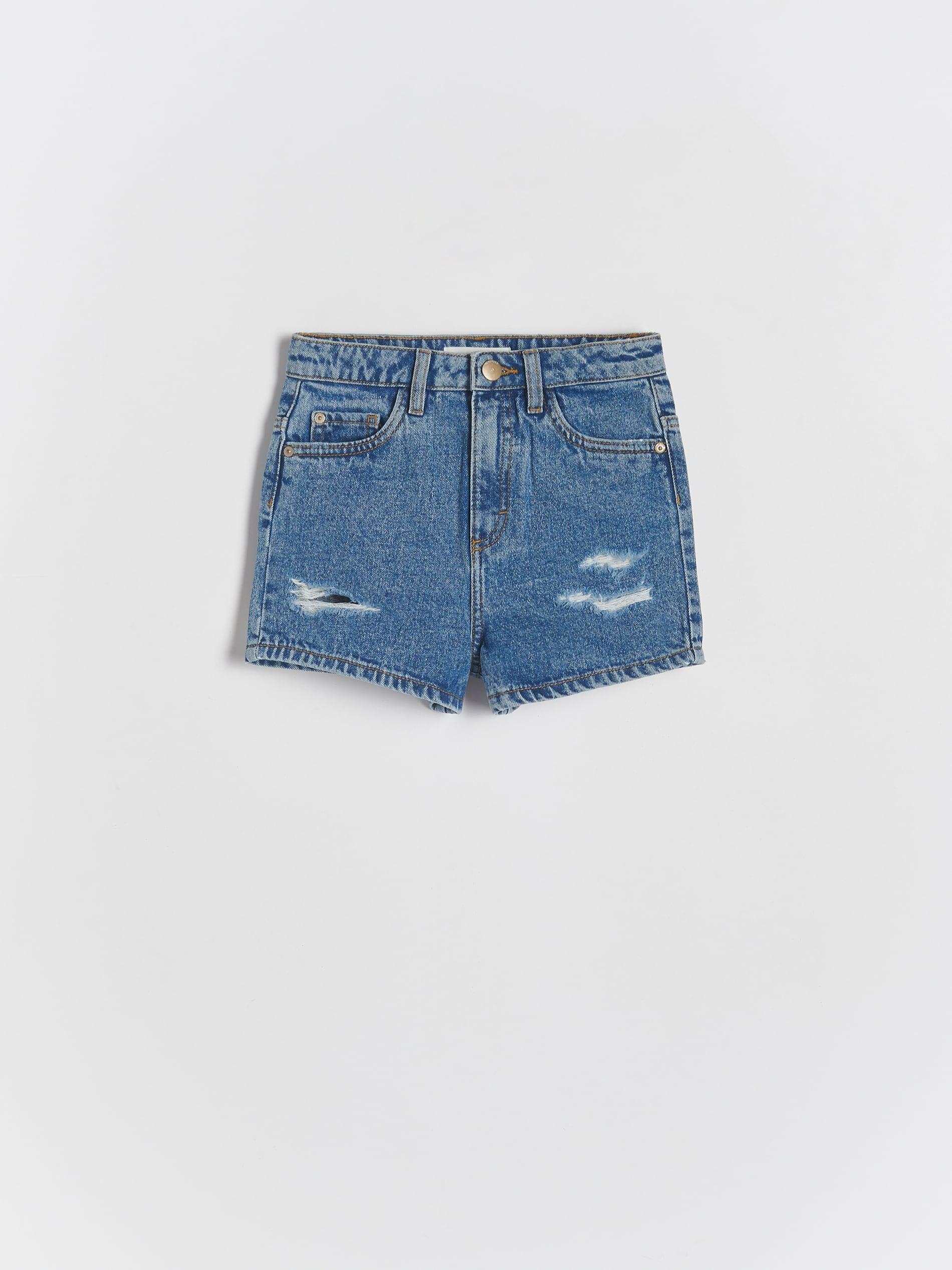 Blue Denim Shorts With Wash Effect, Kids Girls, , large image number 3