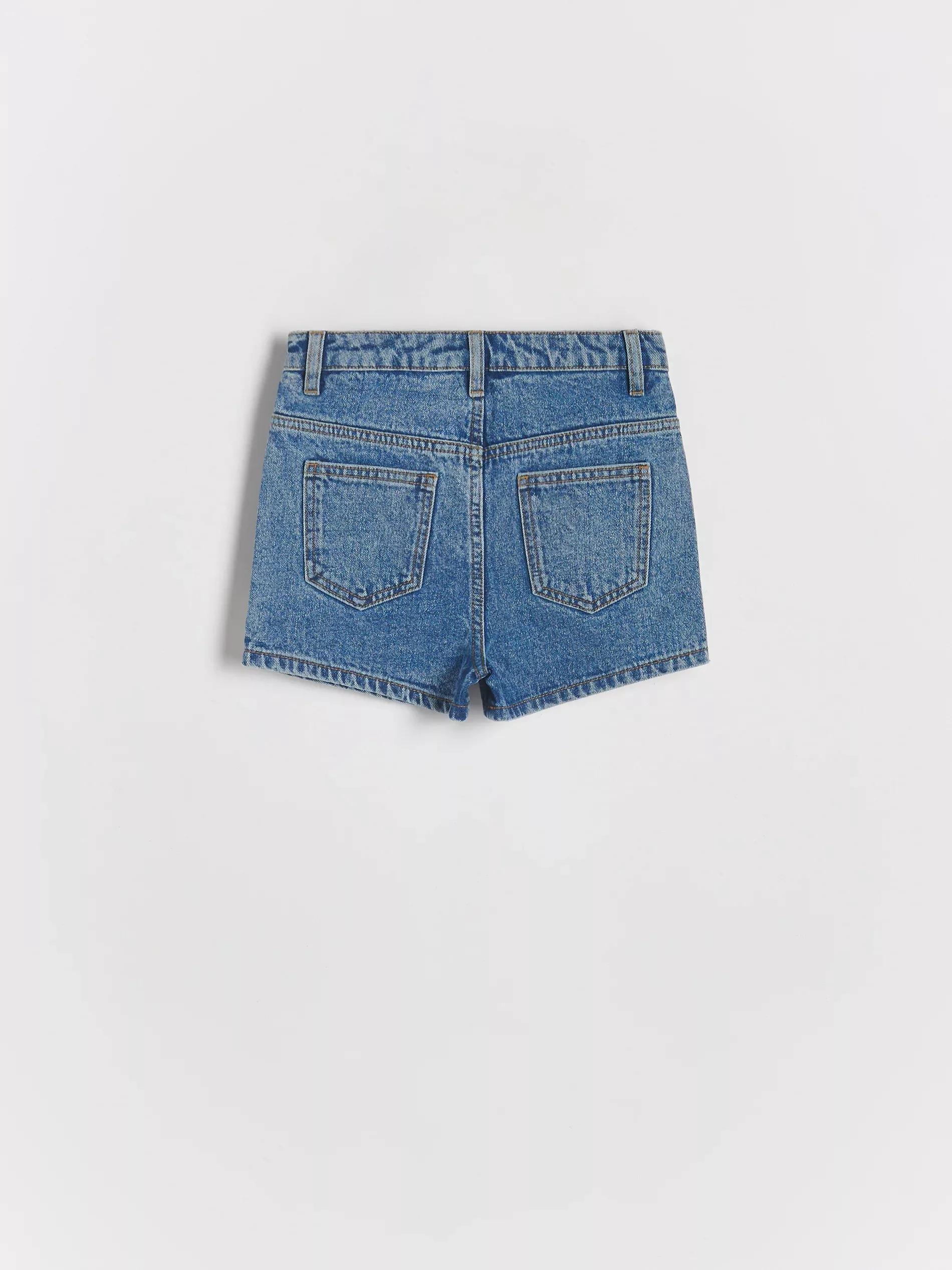Blue Denim Shorts With Wash Effect, Kids Girls, , large image number 4