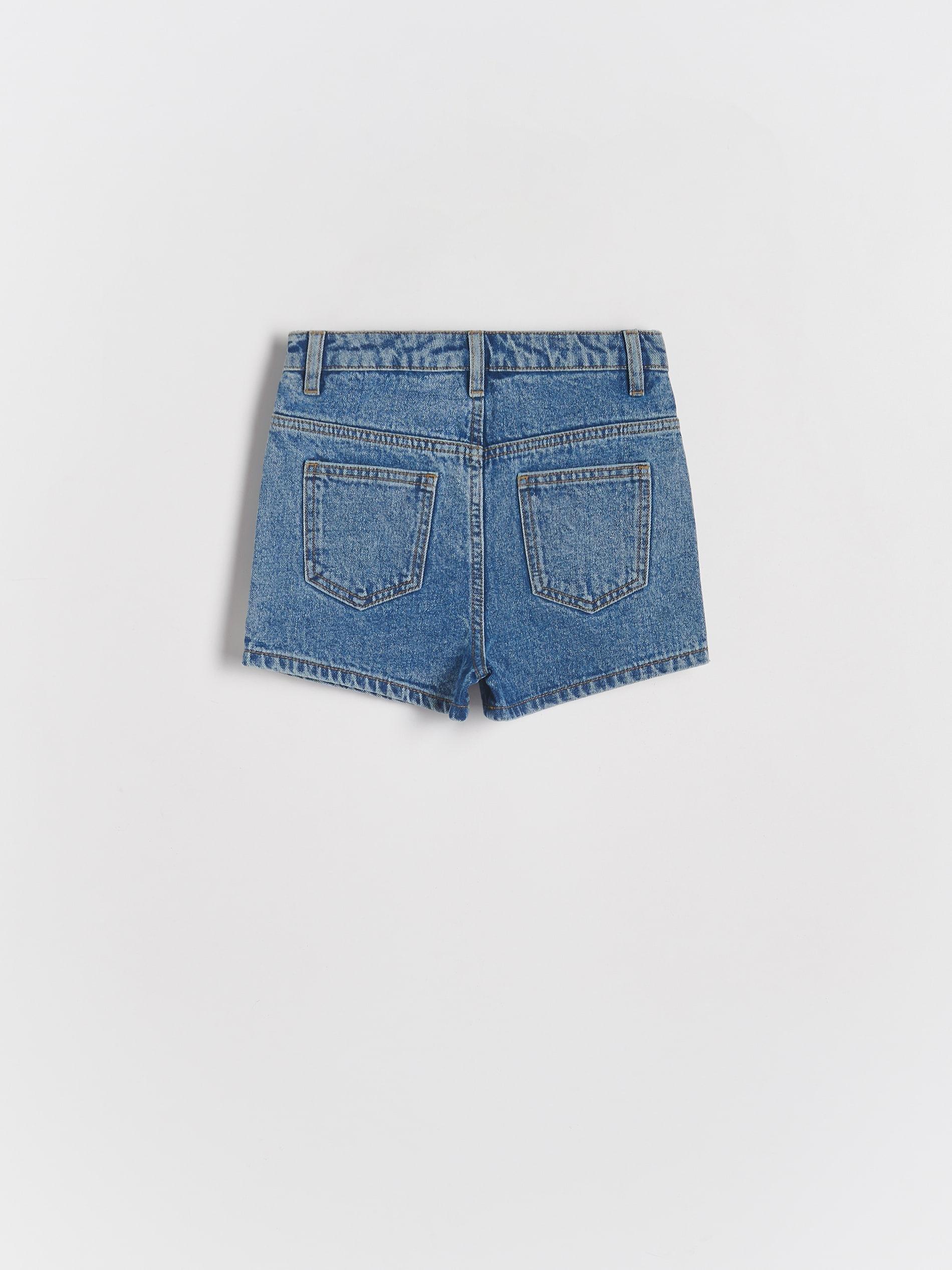 Blue Denim Shorts With Wash Effect, Kids Girls, , large image number 5