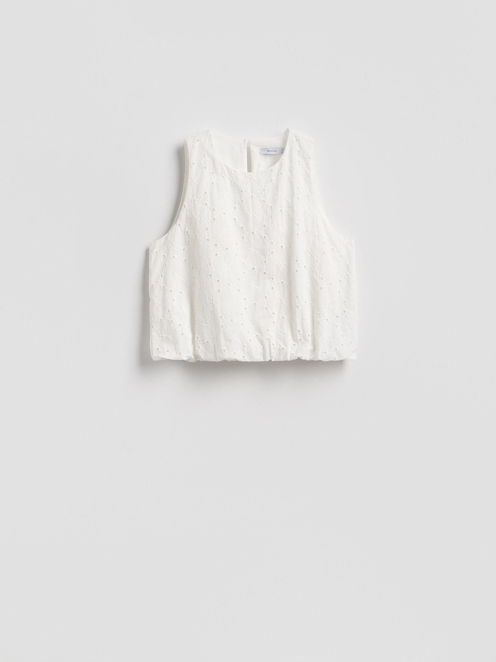 Cream Cotton Broderie Blouse, Ivory, large image number 3