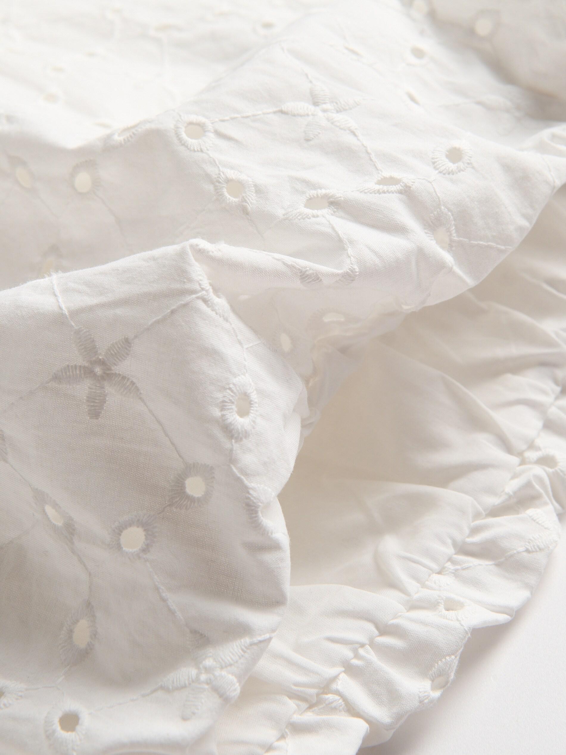 Cream Cotton Broderie Blouse, Ivory, large image number 4