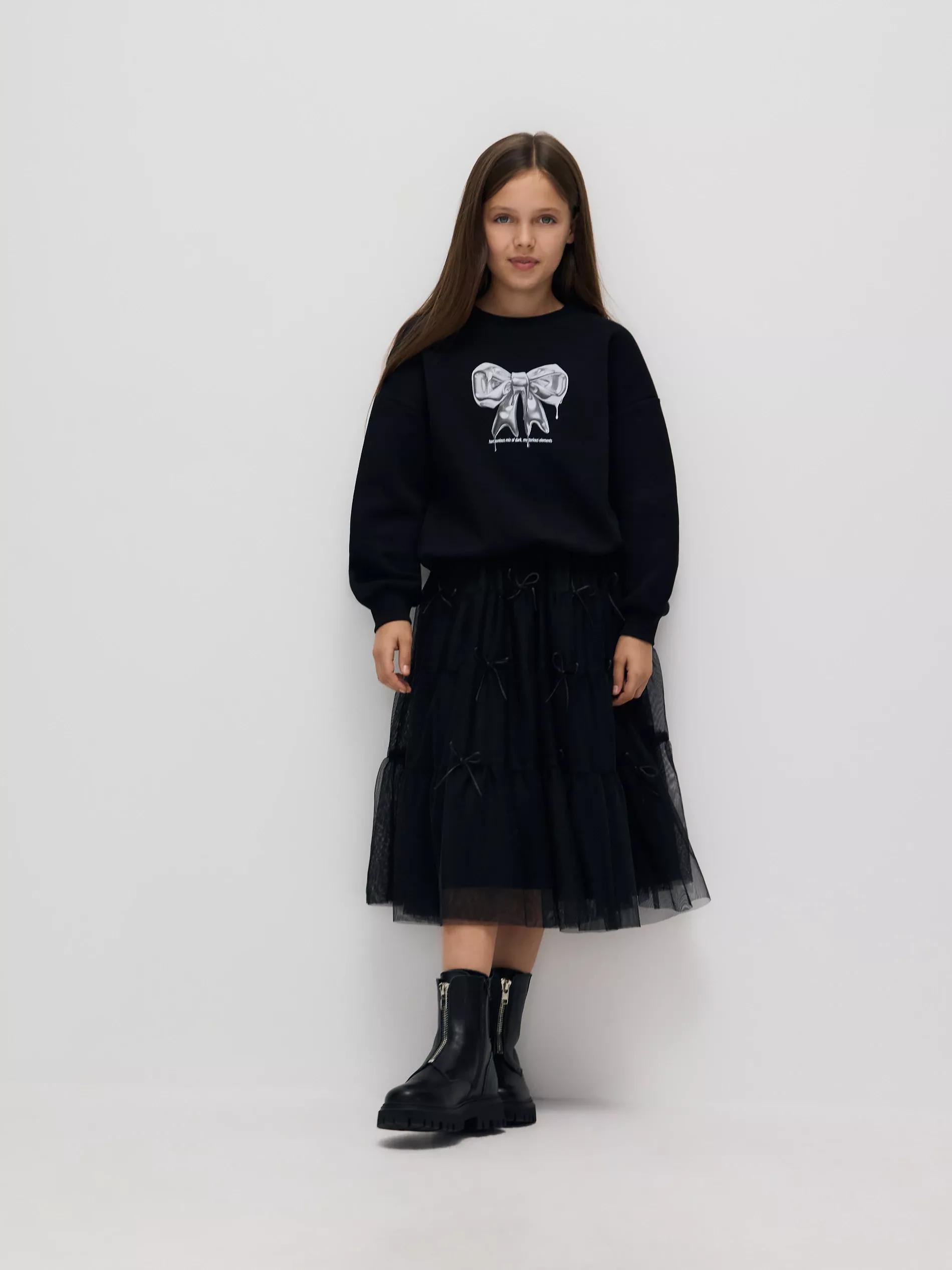 BLACK Printed sweatshirt, Black, large image number 1