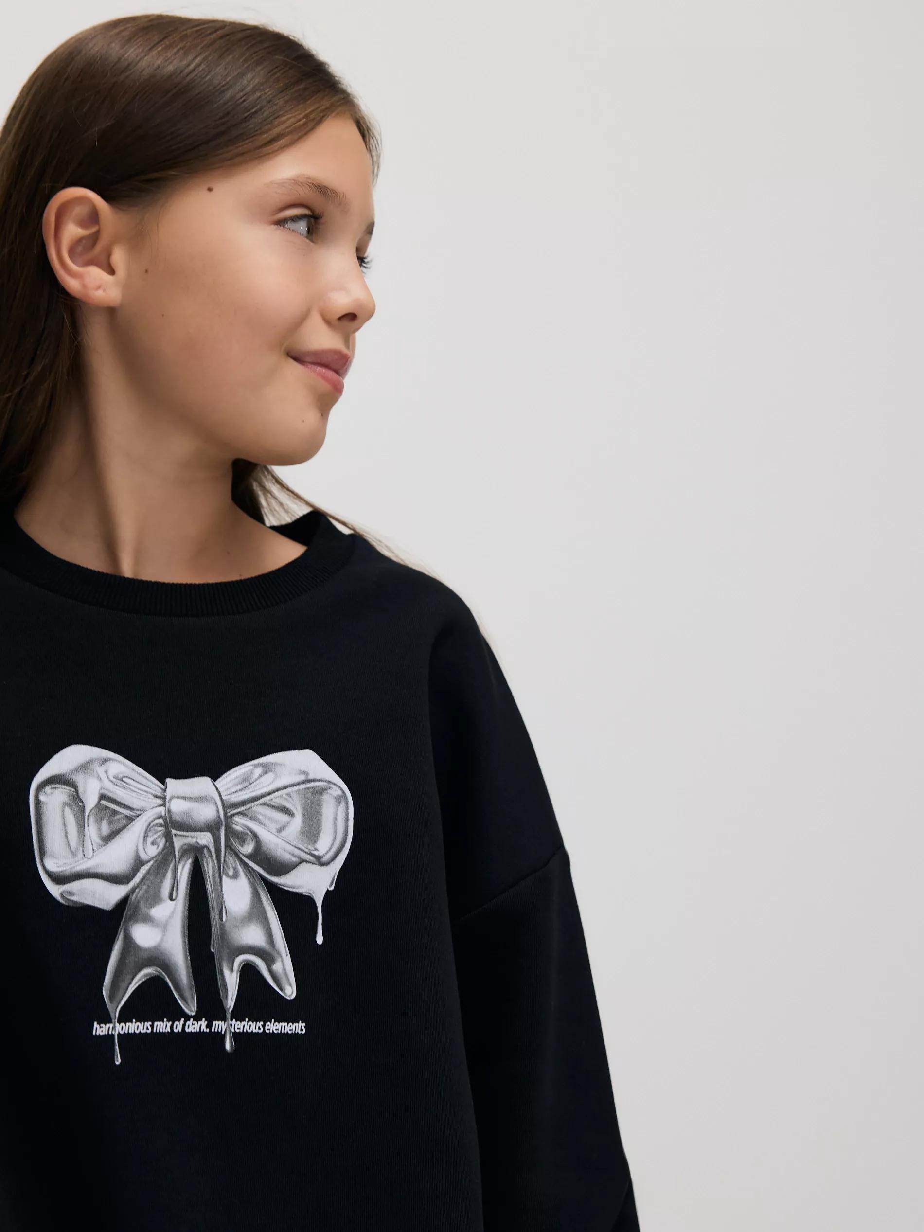 BLACK Printed sweatshirt, Black, large image number 2