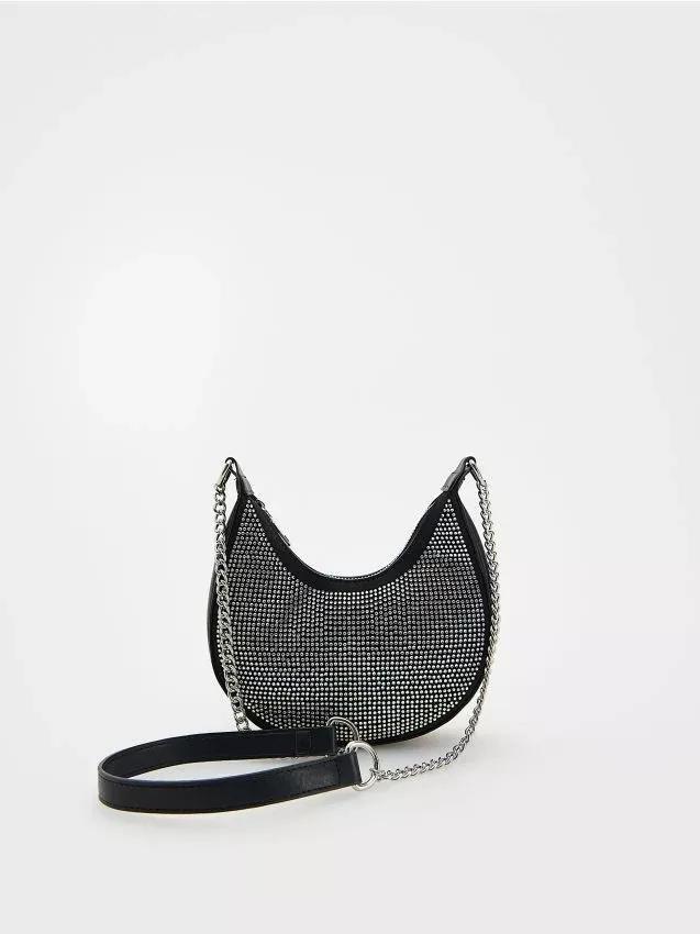 Black Rhinestone Detailing Bag, Black, large image number 0