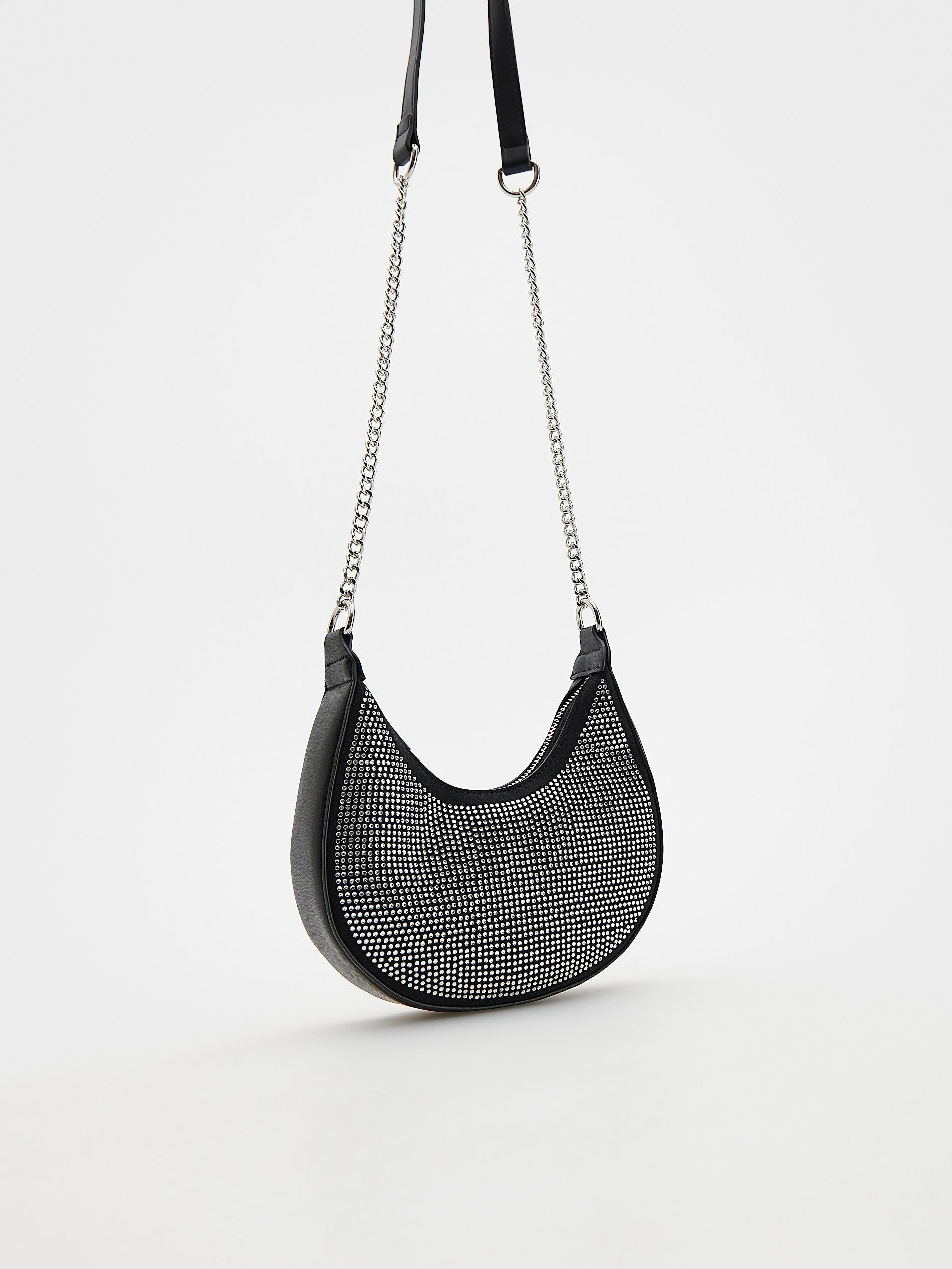 Black Rhinestone Detailing Bag, Black, large image number 2