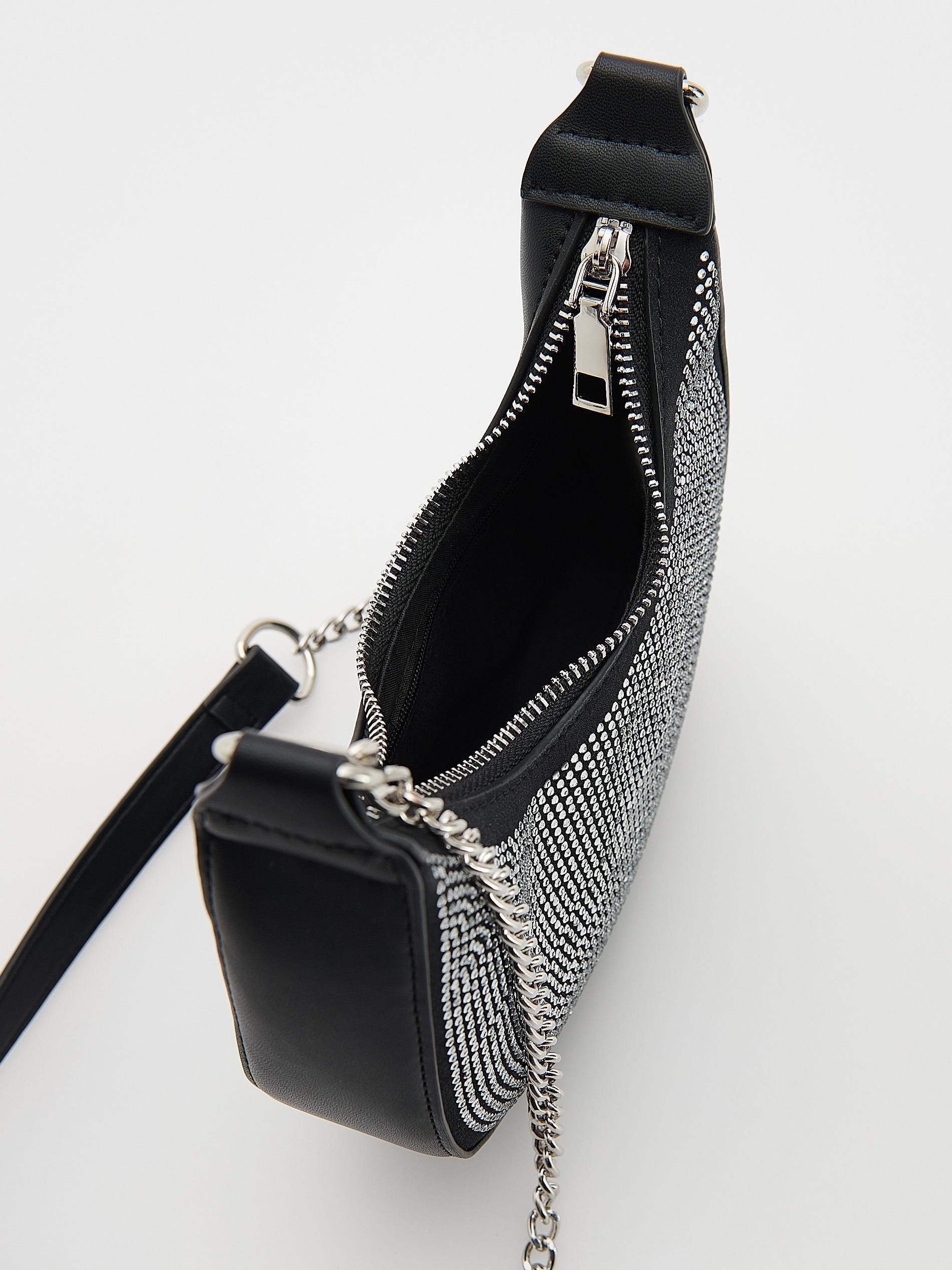 Black Rhinestone Detailing Bag, Black, large image number 4