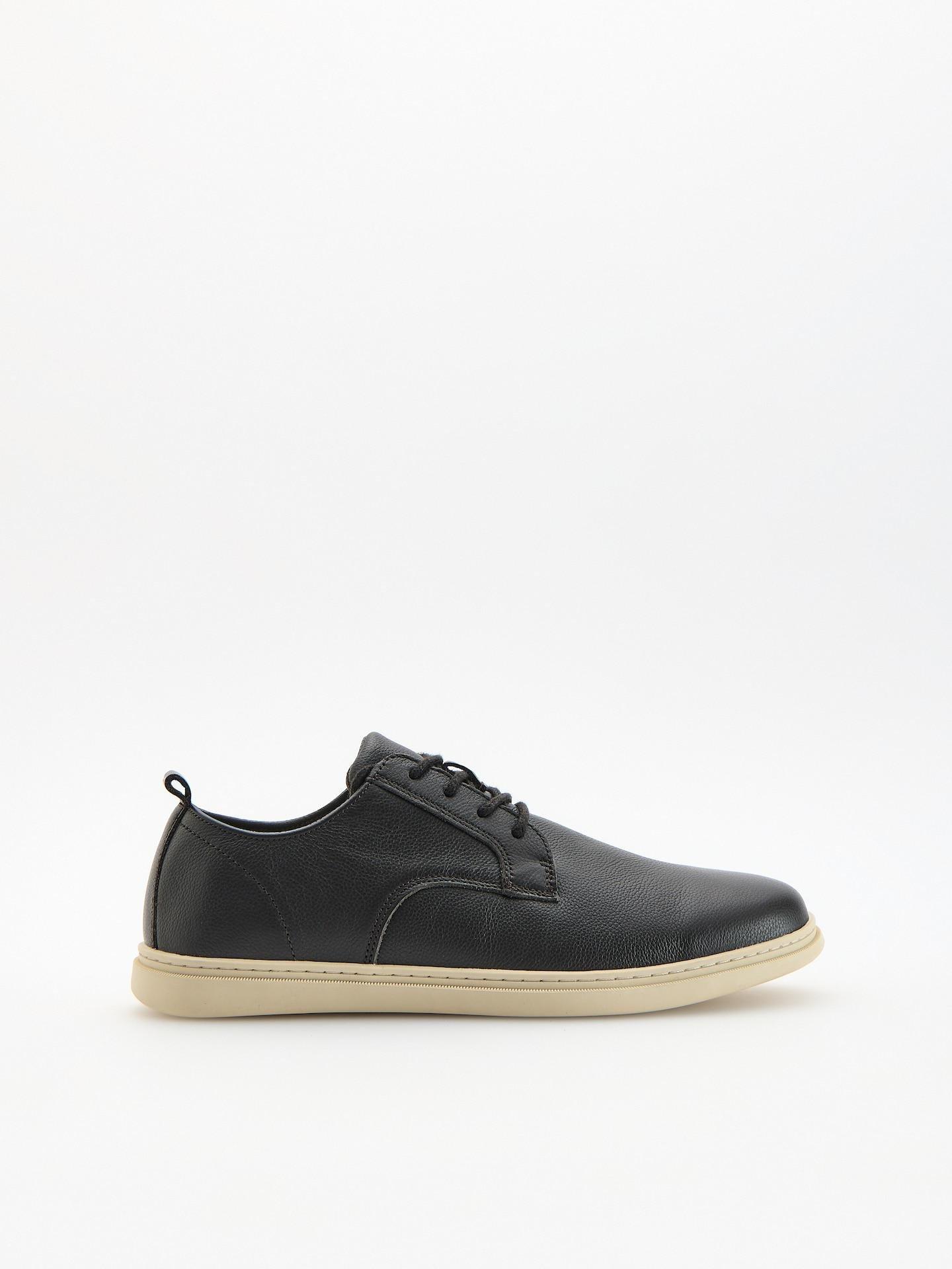 Brown Leather Derby Shoes, Brown, large image number 0