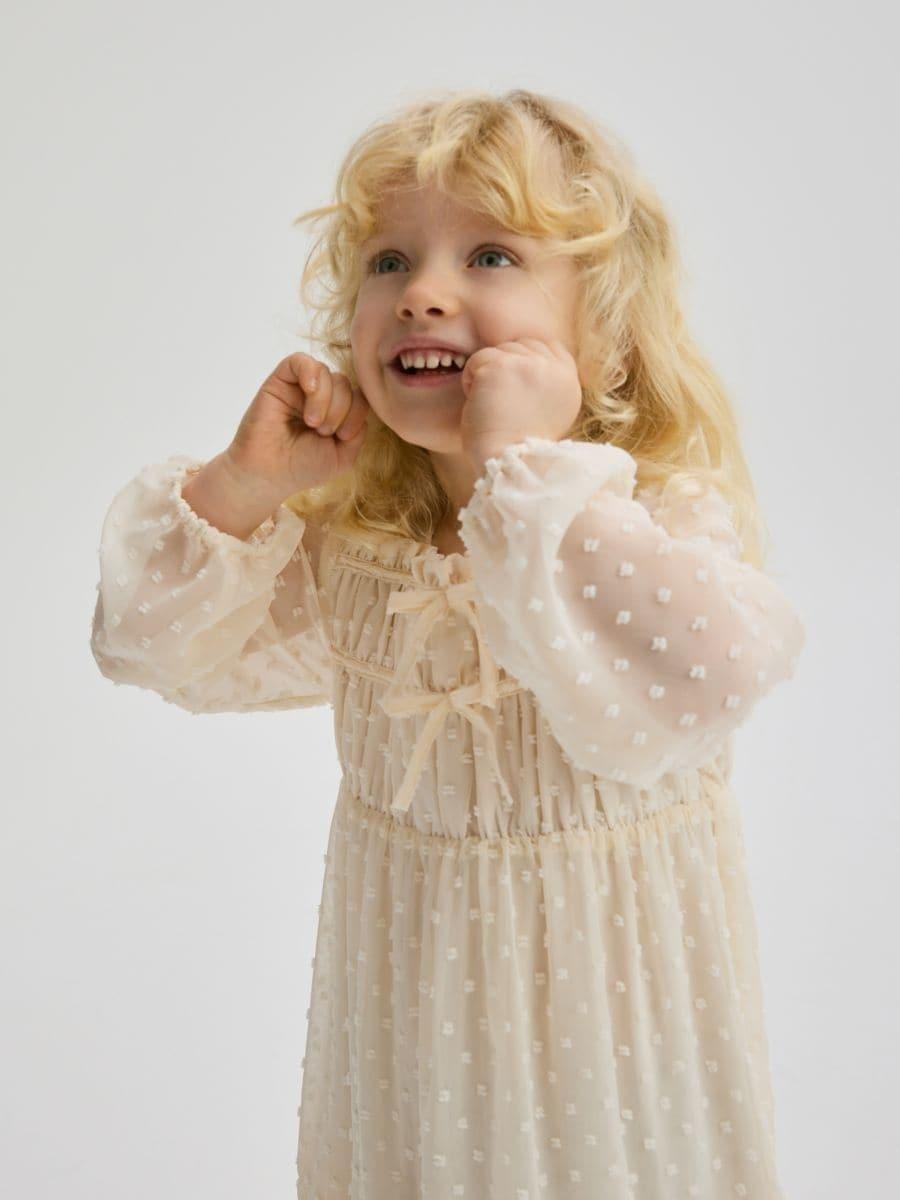 Cream Structured, Patterned Dress, Ivory, large image number 1