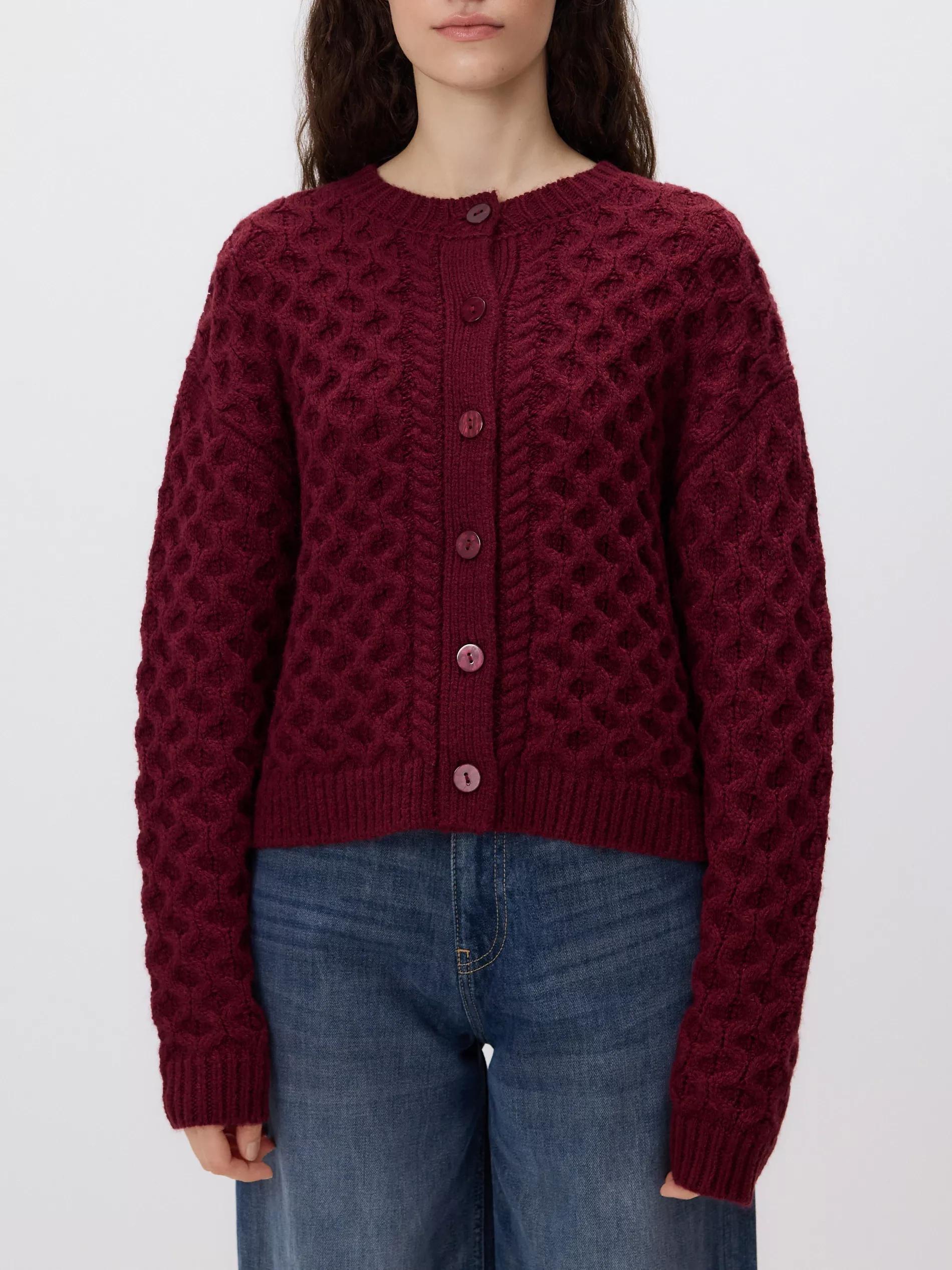 CARMINE Decorative knit cardigan, Burgundy, large image number 1