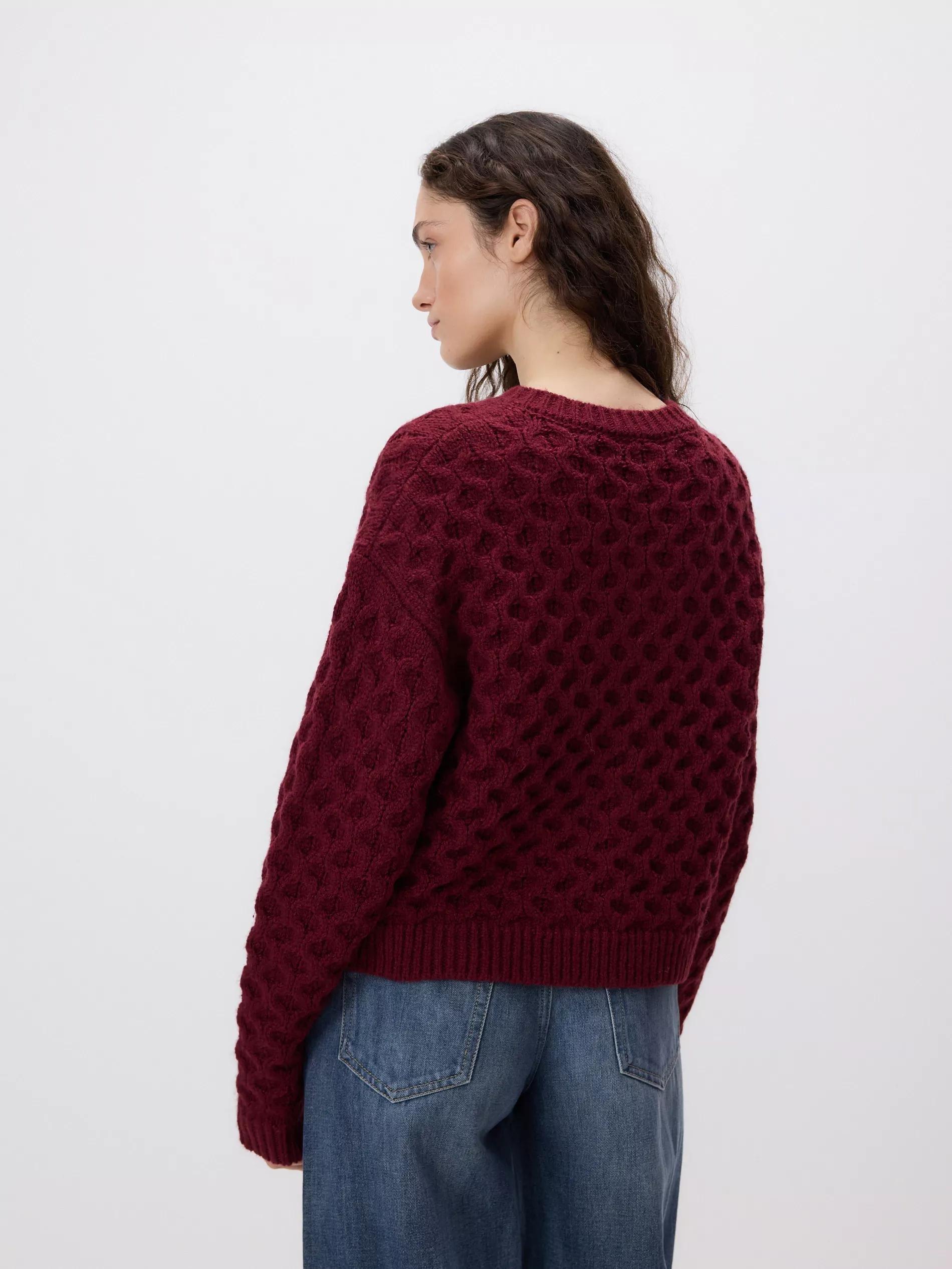 CARMINE Decorative knit cardigan, Burgundy, large image number 2