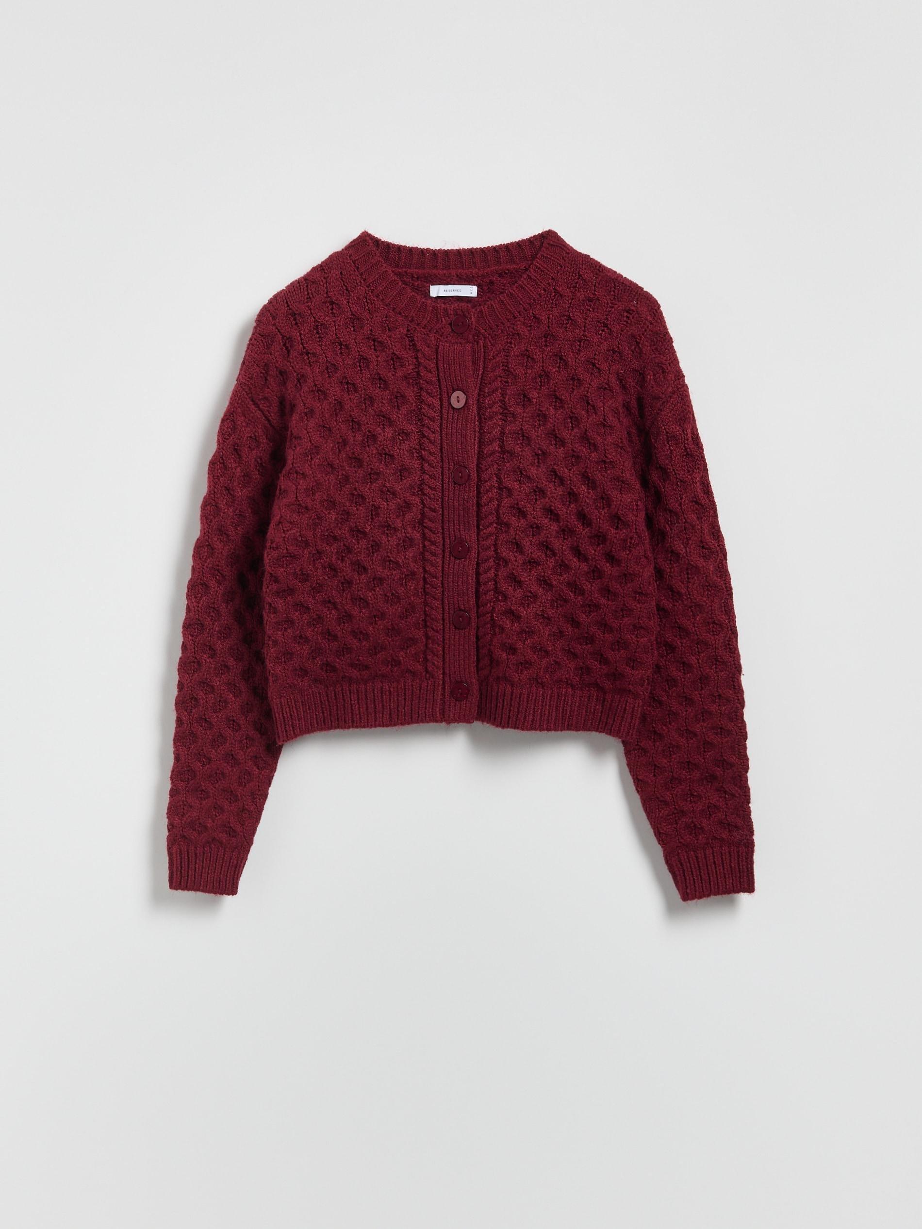 CARMINE Decorative knit cardigan, Burgundy, large image number 3
